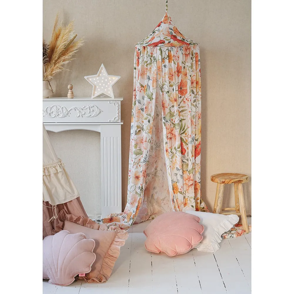 Flower Power Decorative Canopy - Beige, Pink, Red & Green