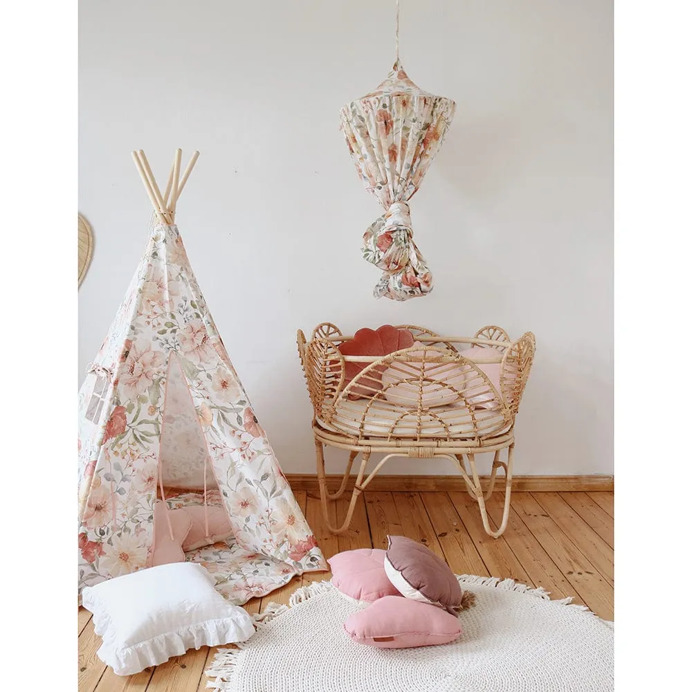 Flower Power Decorative Canopy - Beige, Pink, Red & Green