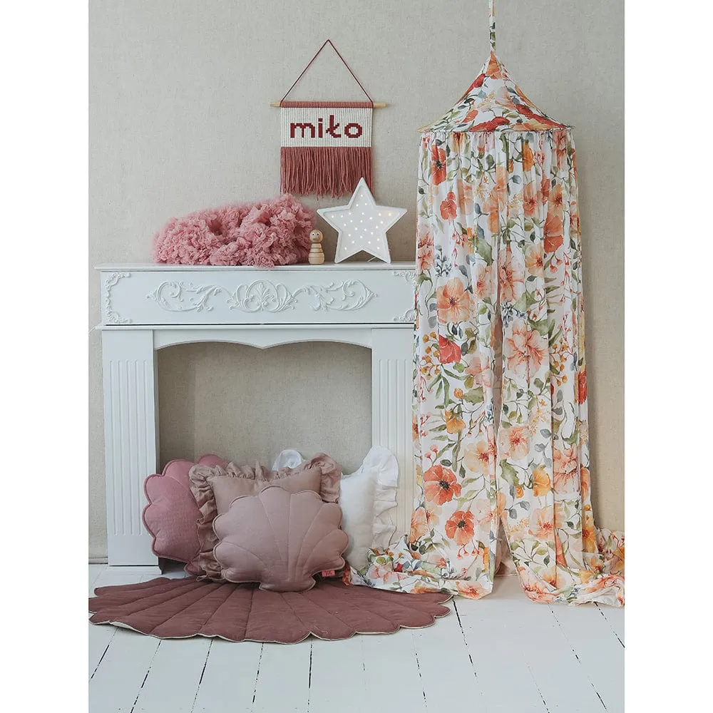 Flower Power Decorative Canopy - Beige, Pink, Red & Green