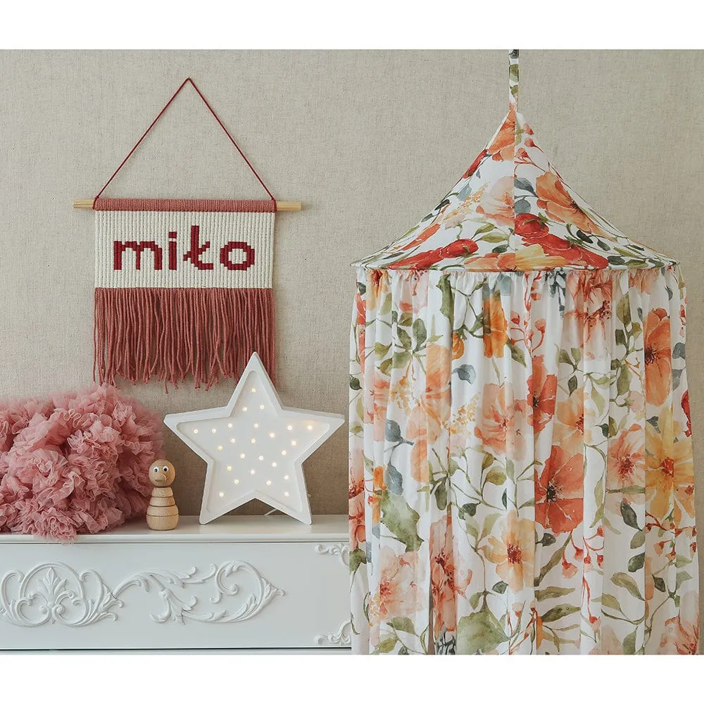 Flower Power Decorative Canopy - Beige, Pink, Red & Green