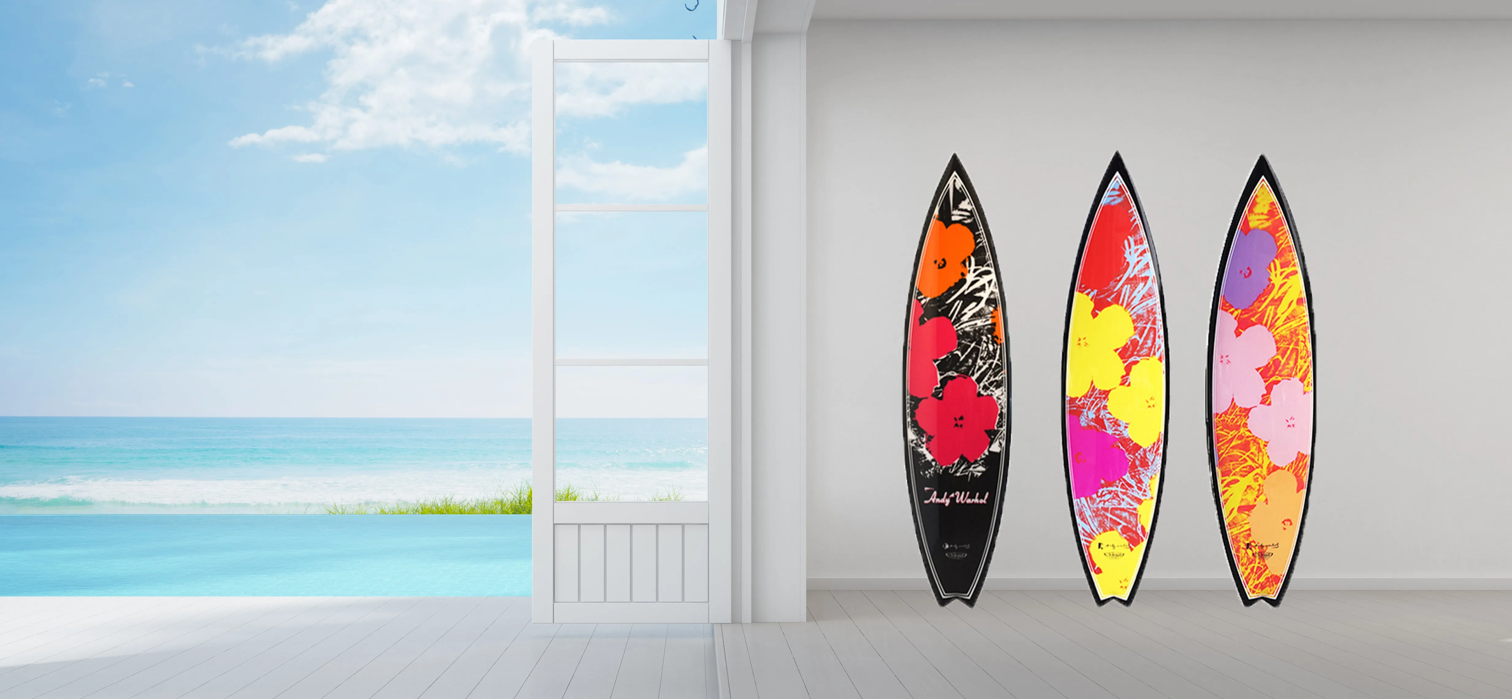 Flowers Surfboard by Andy Warhol