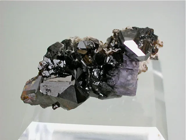 Fluorite and Sphalerite, Rosiclare Level, North-End, Denton Mine, Ozark-Mahoning Company, Harris Creek District, Southern Illinois 1.5 x 1.7 x 3.5 cm $25. Online August 1 SOLD