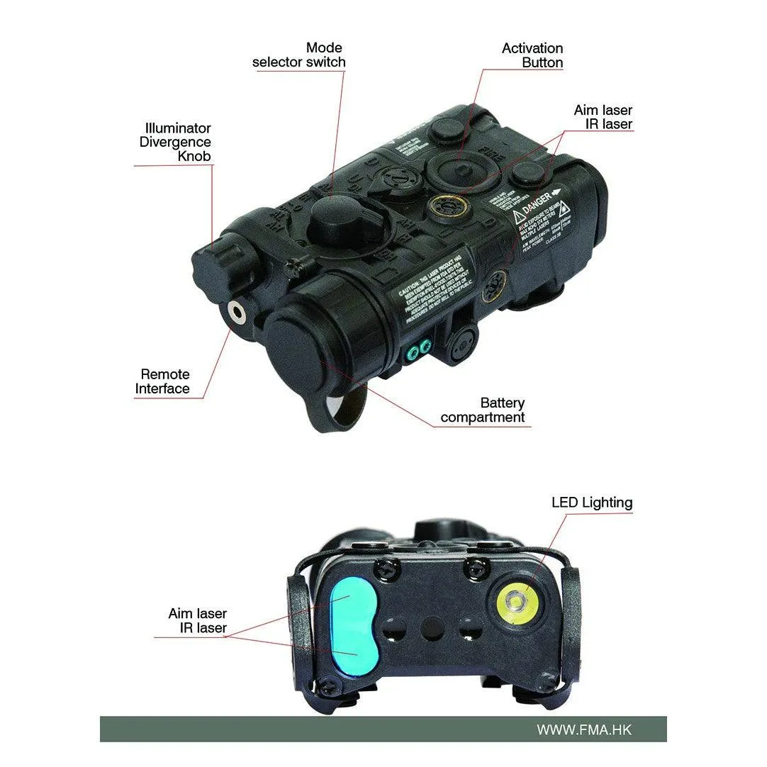 FMA LAB PEQ-NGAL Upgrade version (LED flashlight with IR cap, red/IR laser) - Tan (FDE)