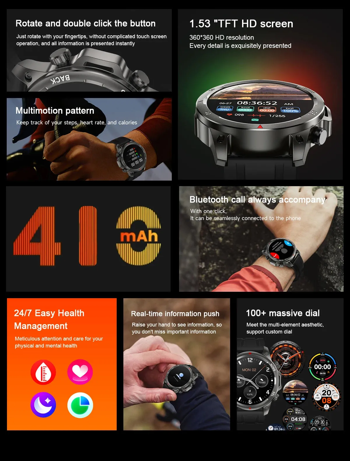 For Huawei Xiaomi LED HD Screen Smart Watch Men NFC Bluetooth Call 410 MAh Sport Waterproof Heartrate Blood Oxygen SmartWatches