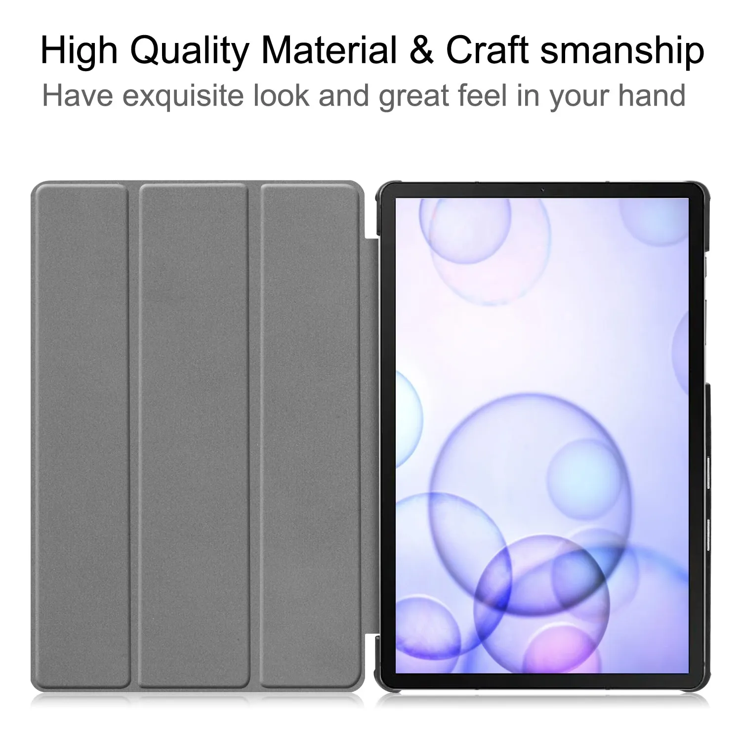 For Sumsung S6 TAB S6 10.5Inch T860 Fall Resistant 3Folding Smart Stay Laptop Protective Case Silver grey_TAB S6 2019 T860