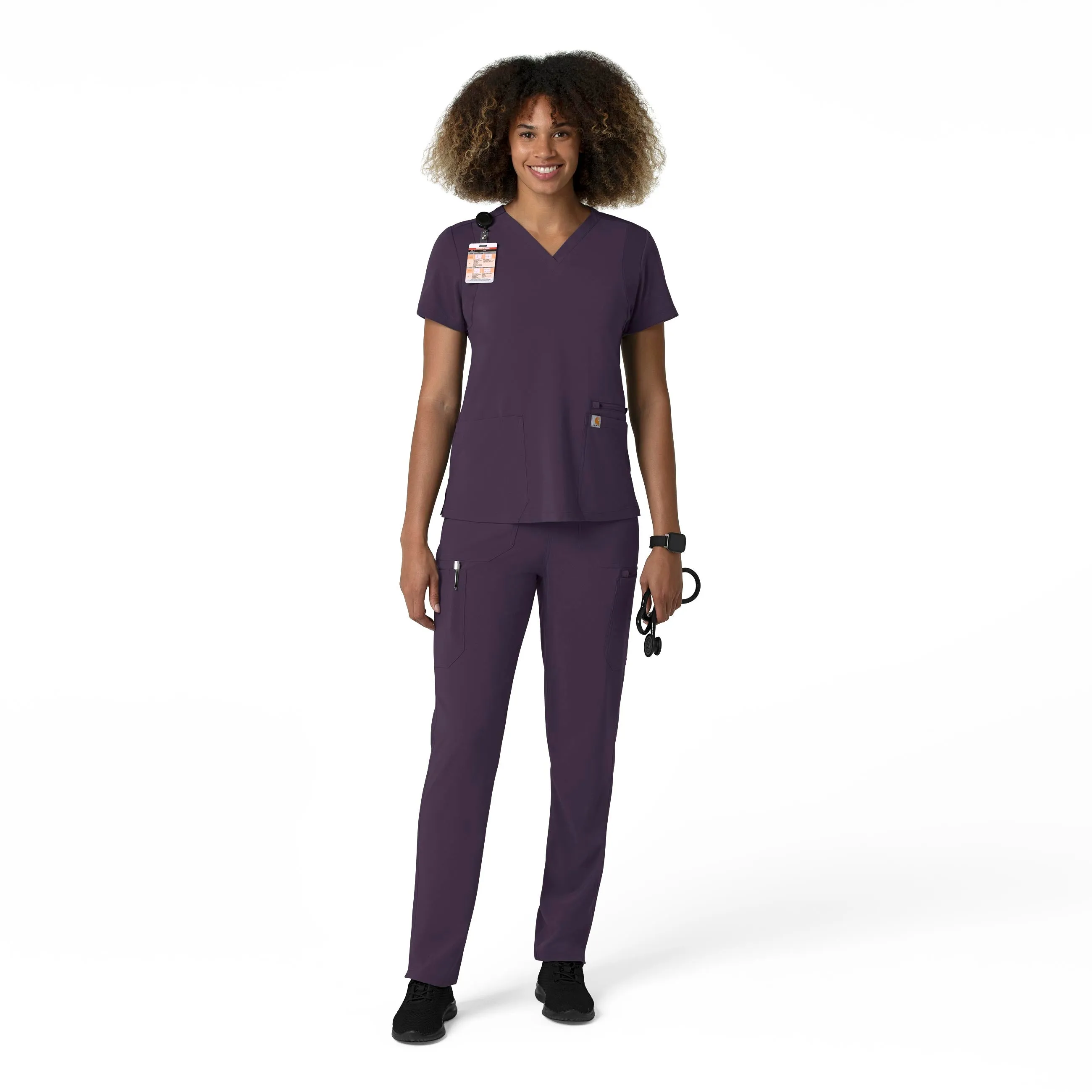 Force Cross-Flex C53210 Straight Leg Cargo Scrub Pants Black Plum