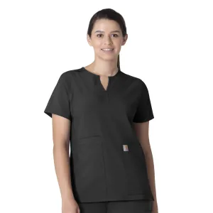 Force Essentials C12213 Notch Neck Tunic Scrub Top Black
