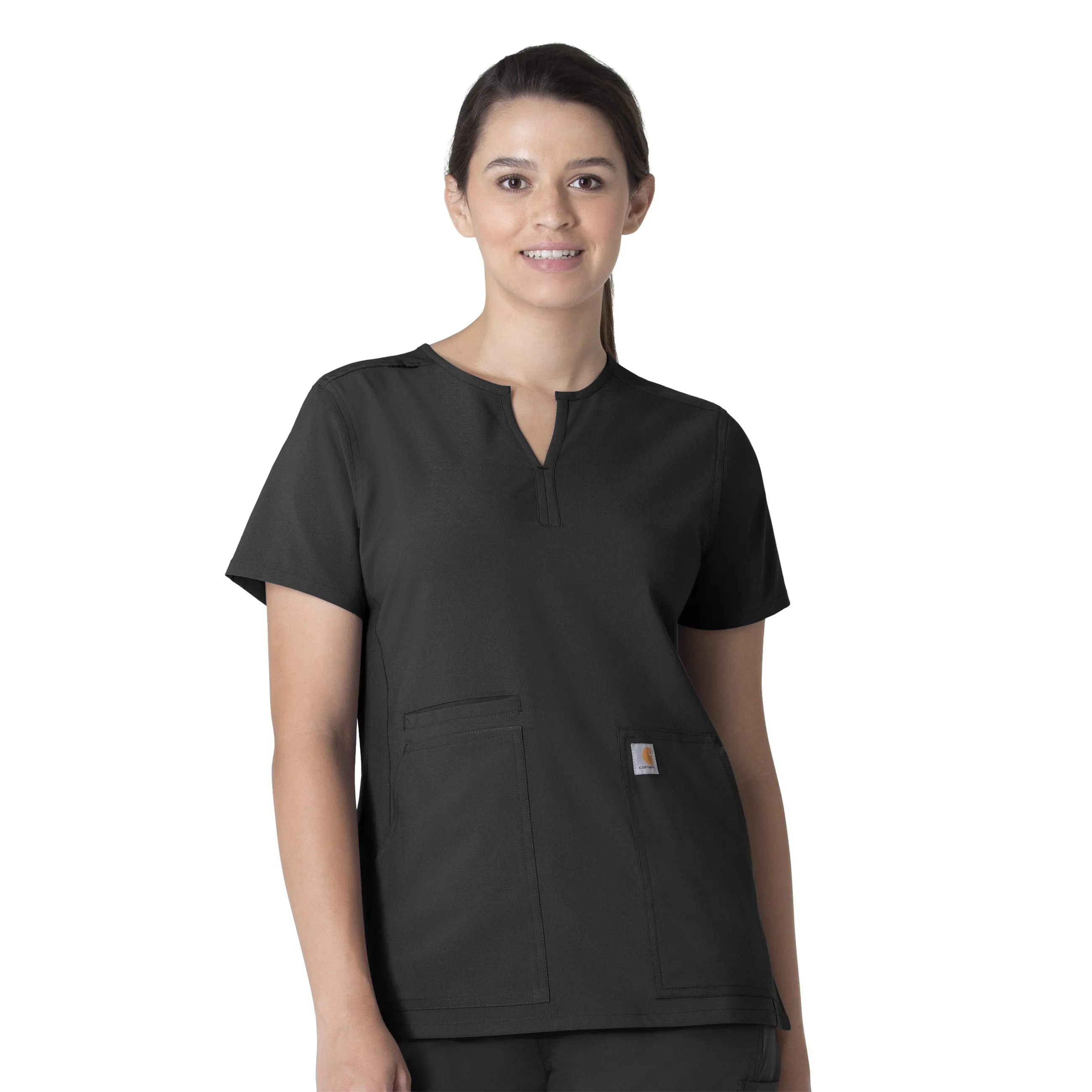 Force Essentials C12213 Notch Neck Tunic Scrub Top Black