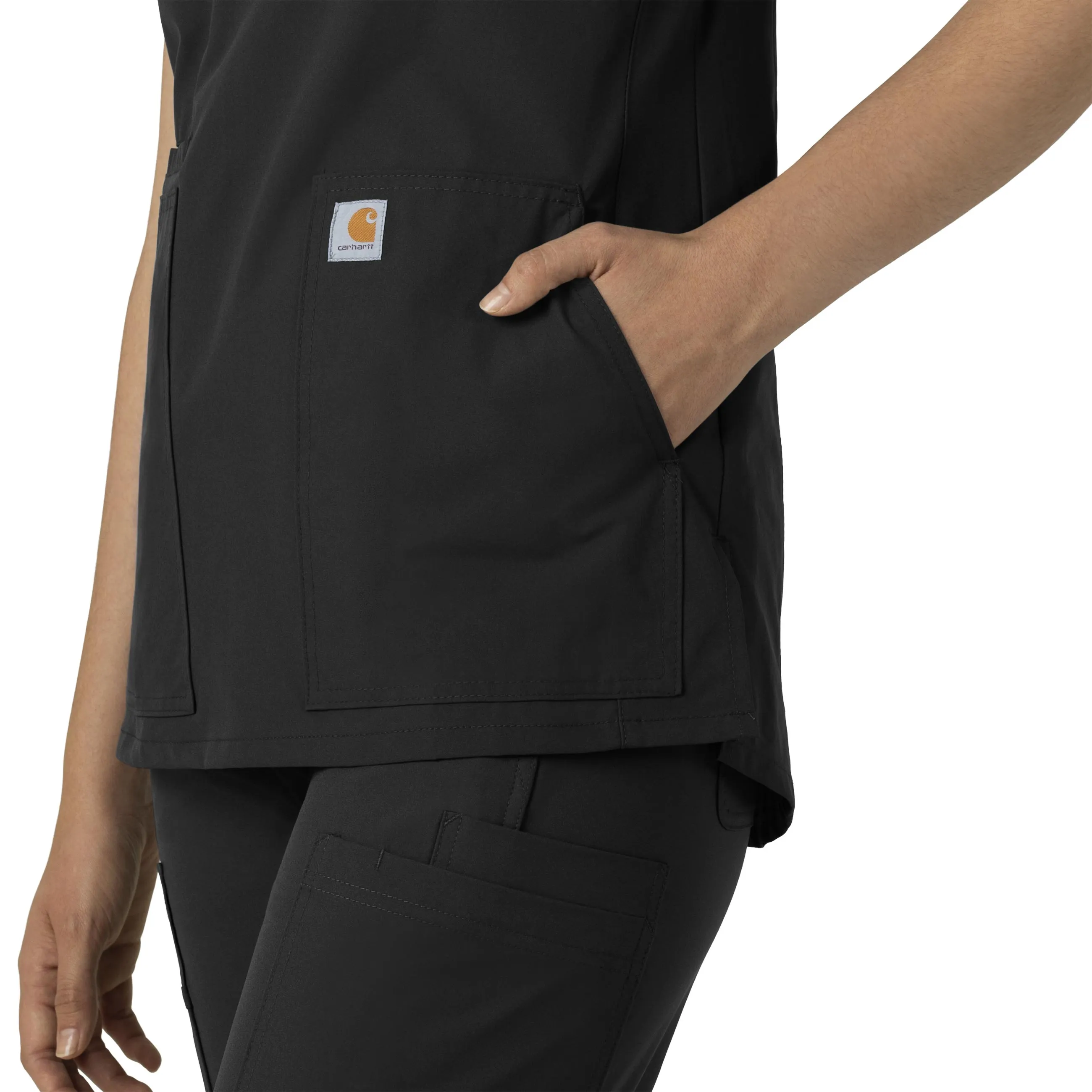 Force Essentials C12213 Notch Neck Tunic Scrub Top Black