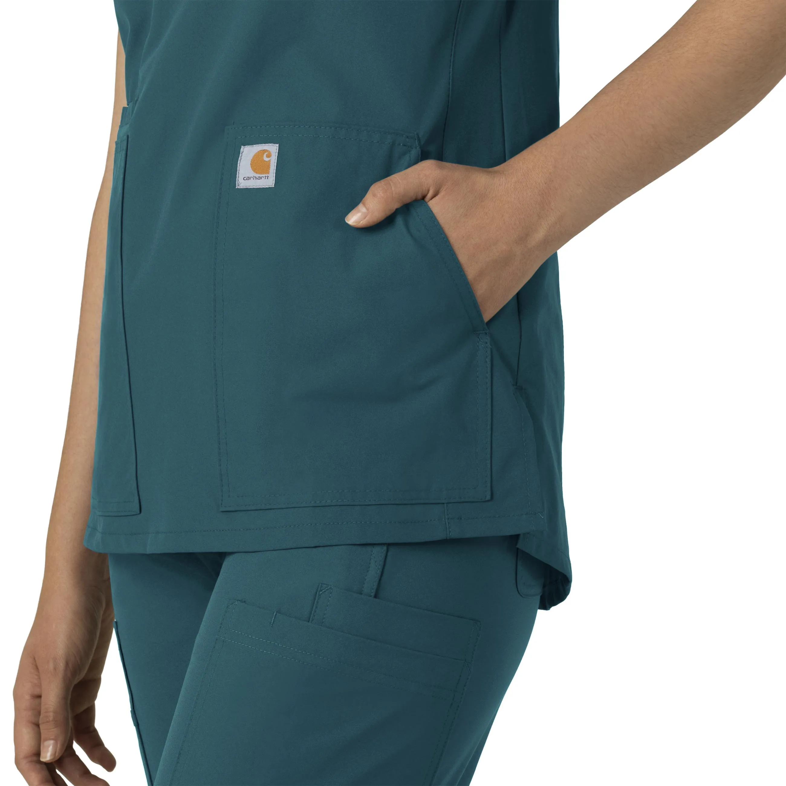 Force Essentials C12213 Notch Neck Tunic Scrub Top Caribbean Blue