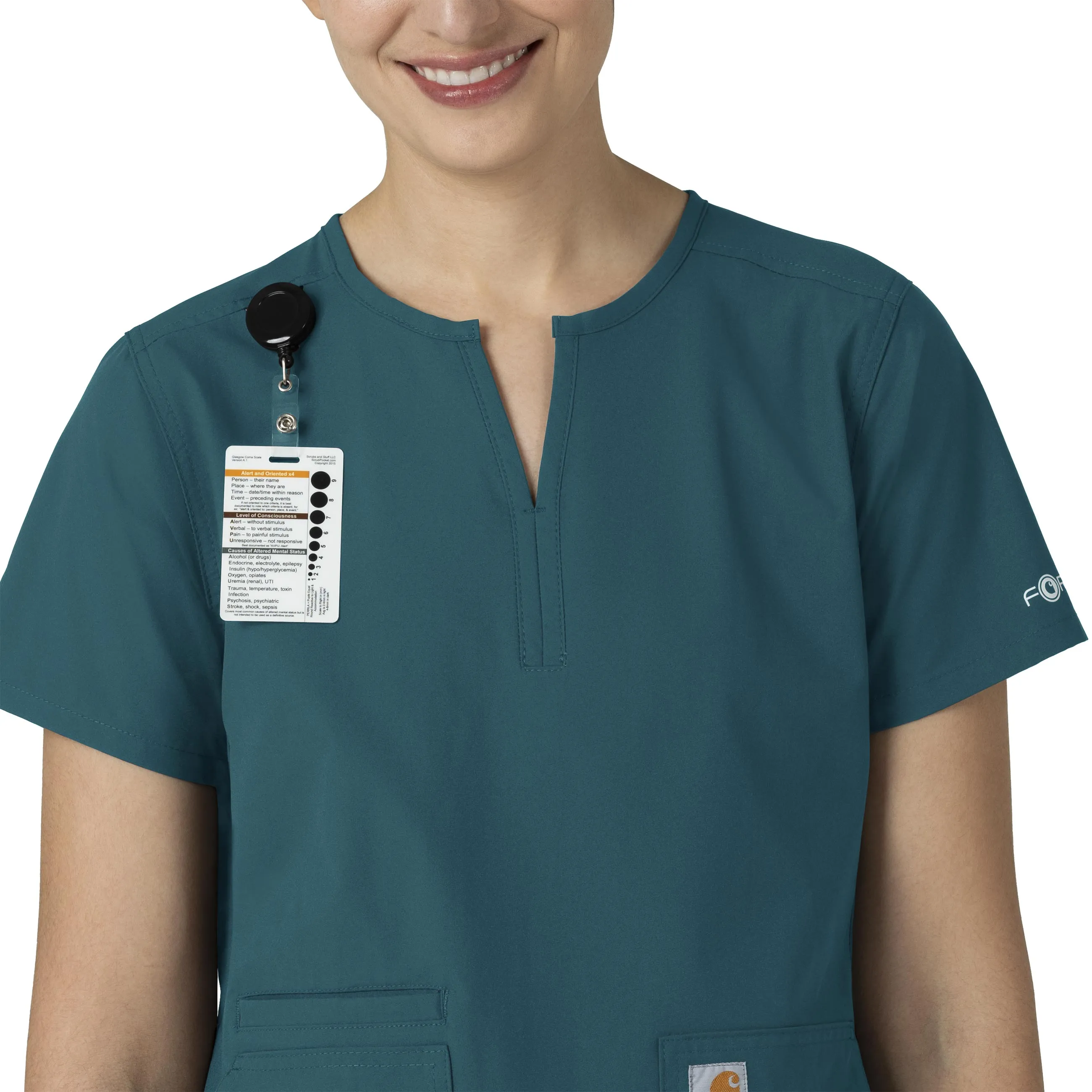 Force Essentials C12213 Notch Neck Tunic Scrub Top Caribbean Blue