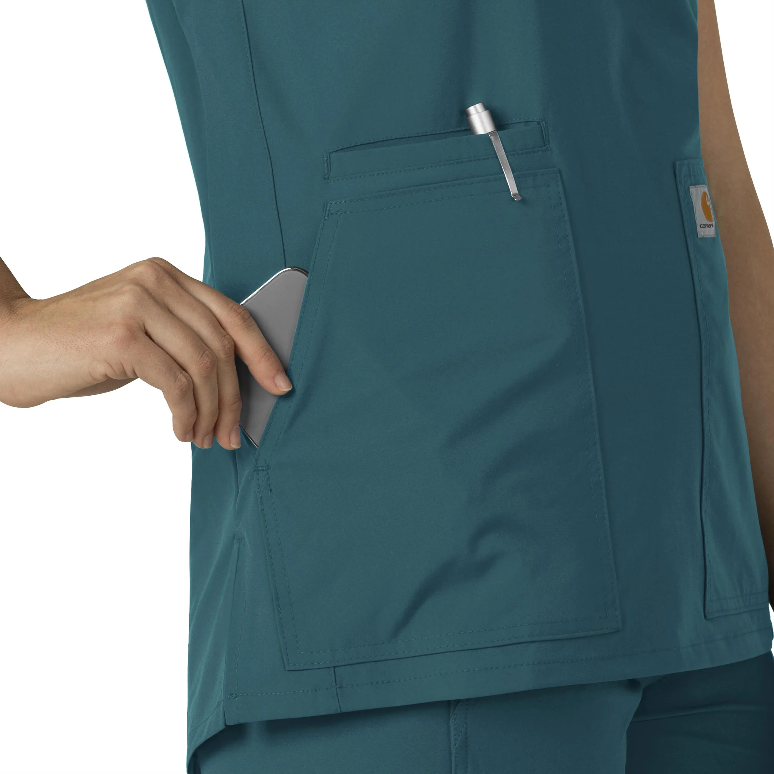 Force Essentials C12213 Notch Neck Tunic Scrub Top Caribbean Blue