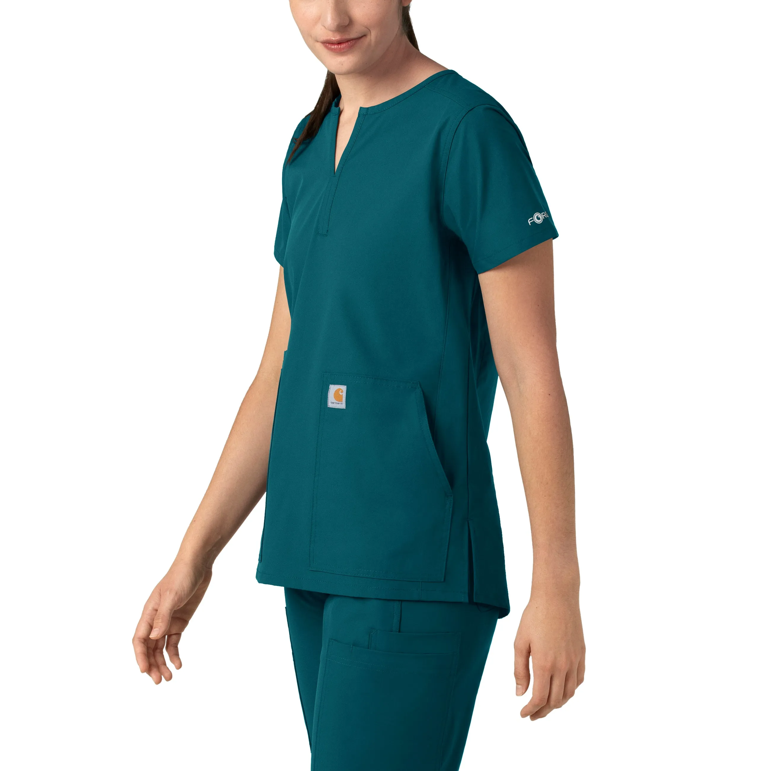 Force Essentials C12213 Notch Neck Tunic Scrub Top Caribbean Blue