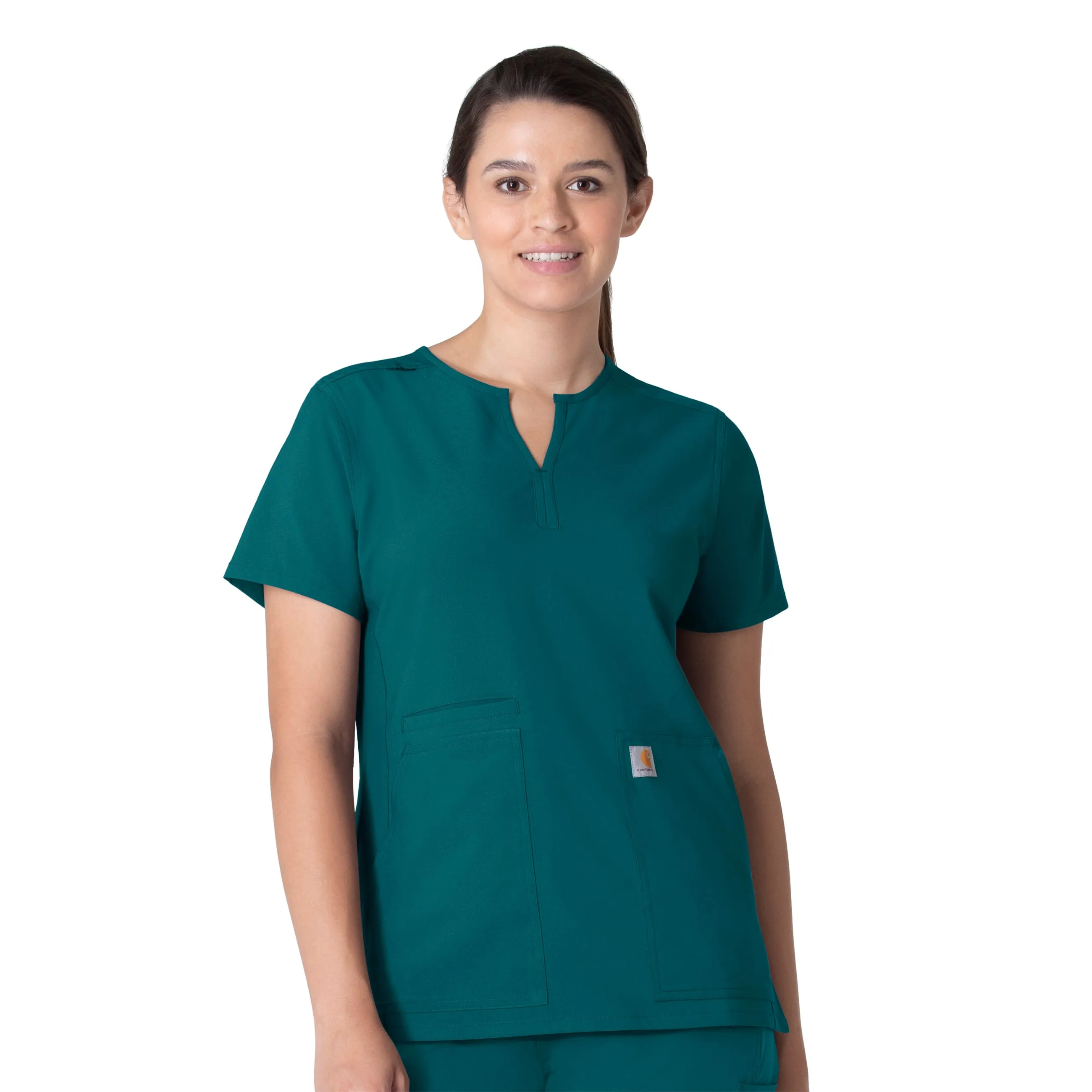 Force Essentials C12213 Notch Neck Tunic Scrub Top Caribbean Blue