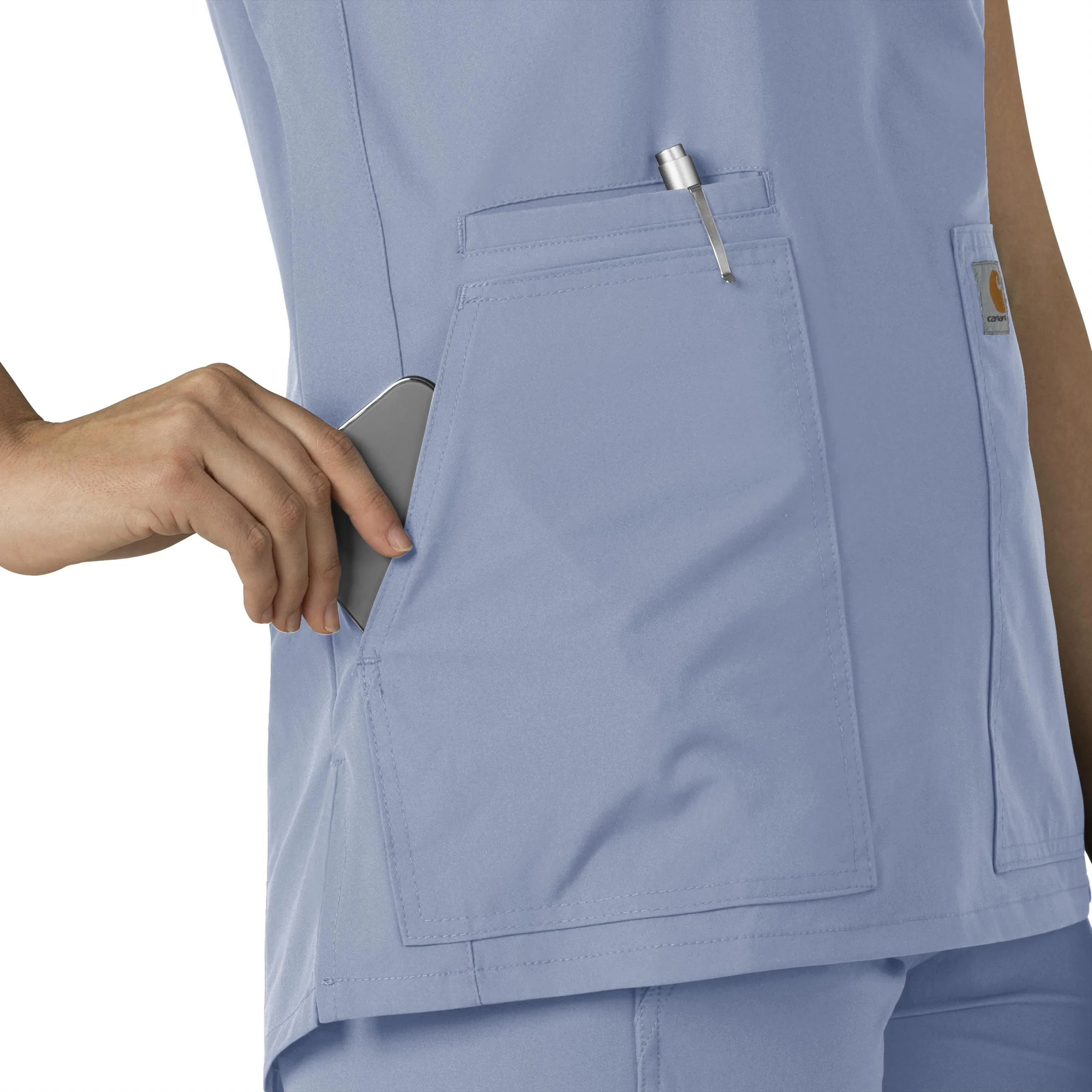 Force Essentials C12213 Notch Neck Tunic Scrub Top Ceil Blue