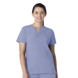 Force Essentials C12213 Notch Neck Tunic Scrub Top Ceil Blue