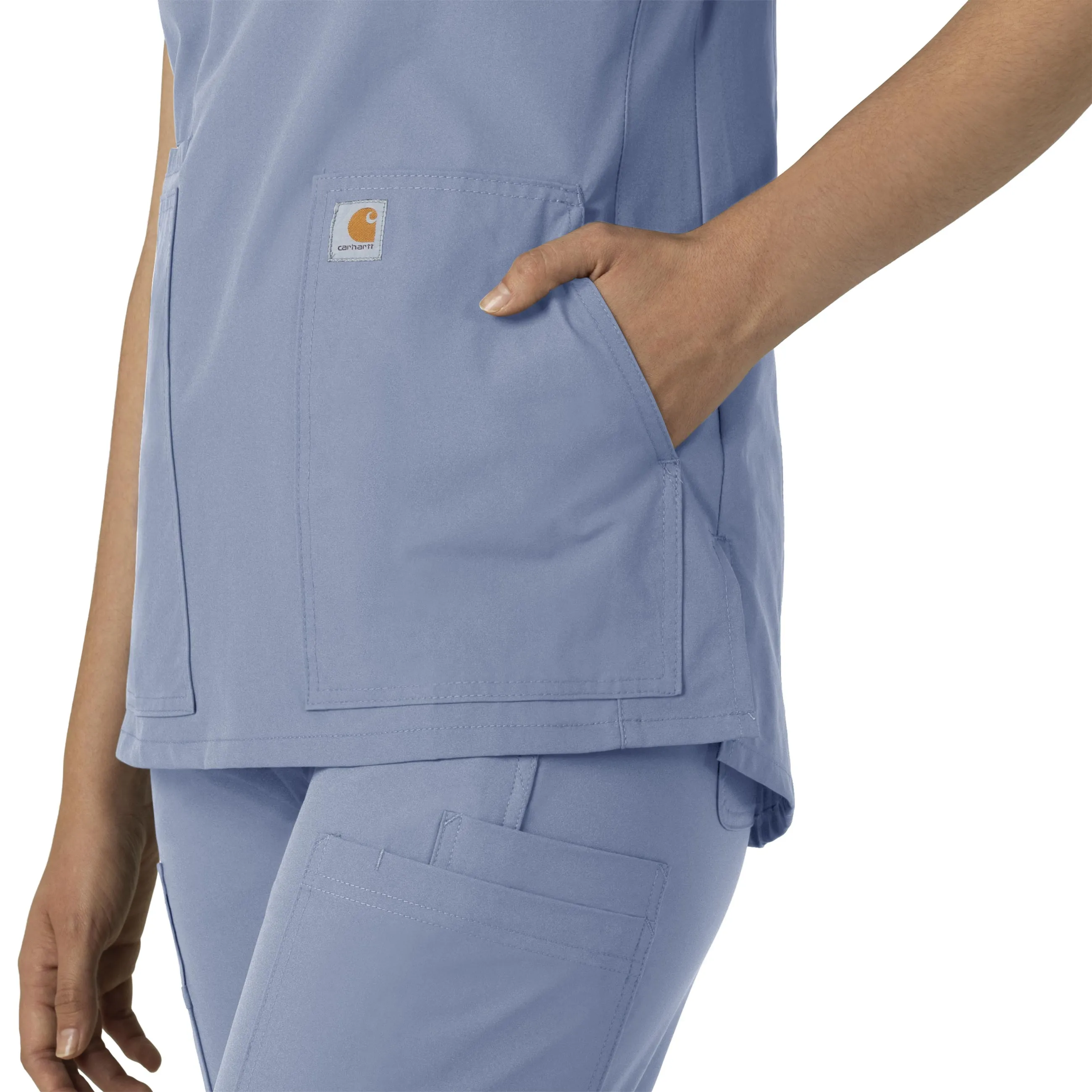 Force Essentials C12213 Notch Neck Tunic Scrub Top Ceil Blue