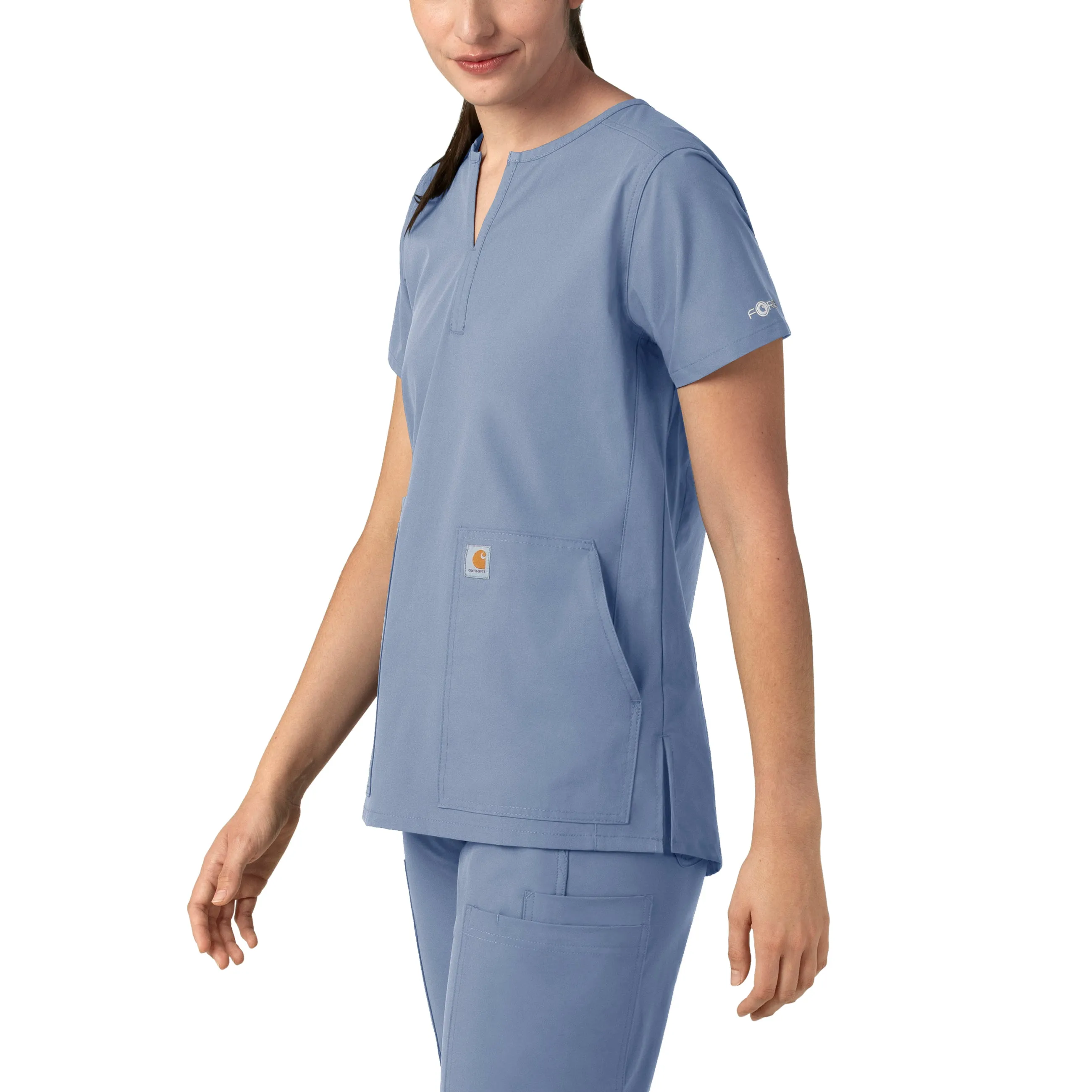 Force Essentials C12213 Notch Neck Tunic Scrub Top Ceil Blue