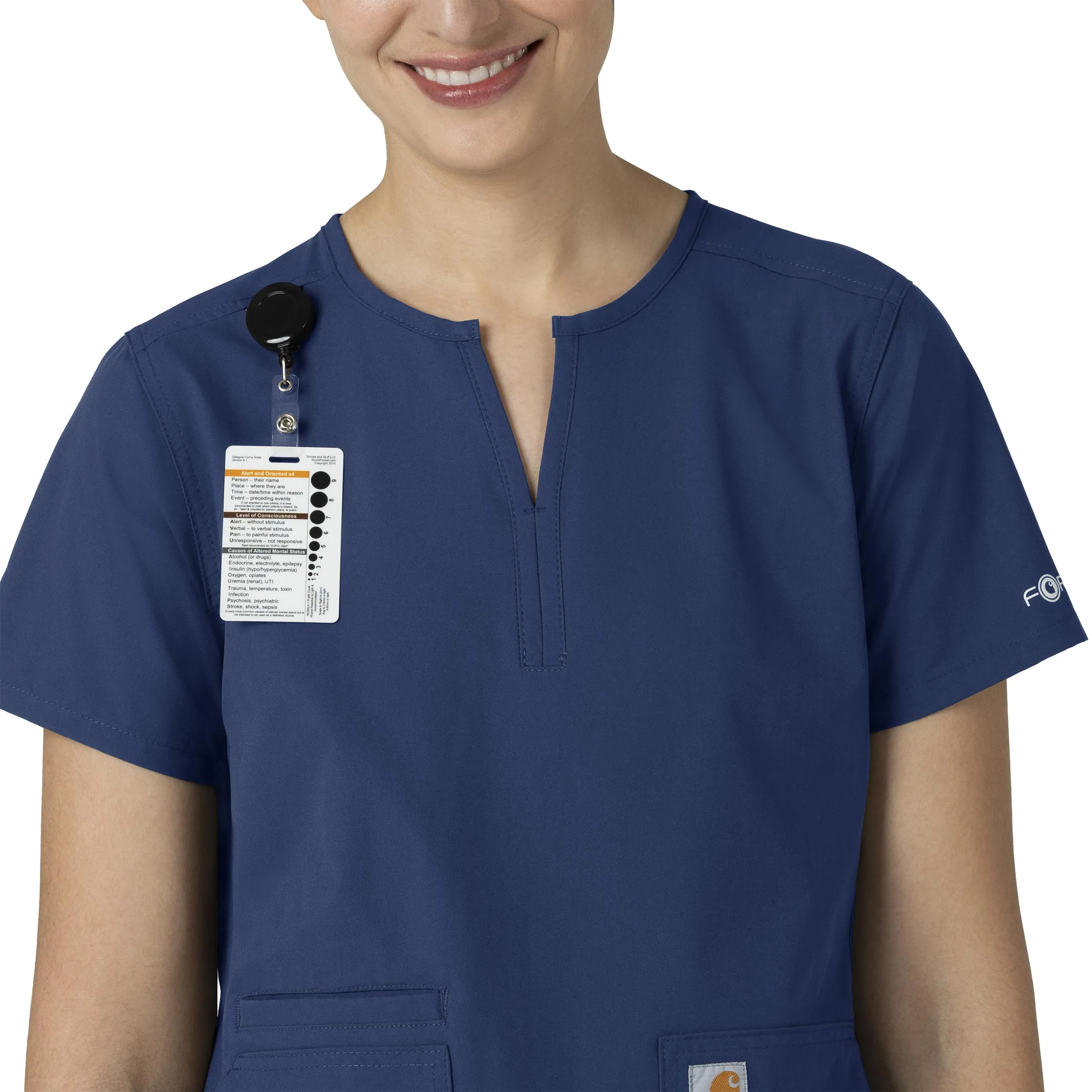 Force Essentials C12213 Notch Neck Tunic Scrub Top Navy