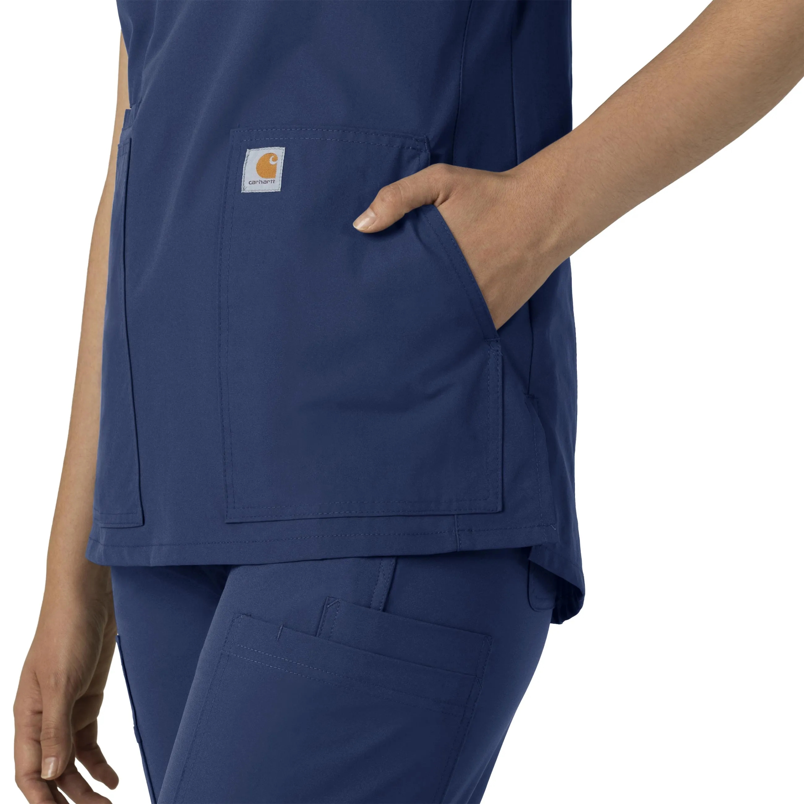 Force Essentials C12213 Notch Neck Tunic Scrub Top Navy