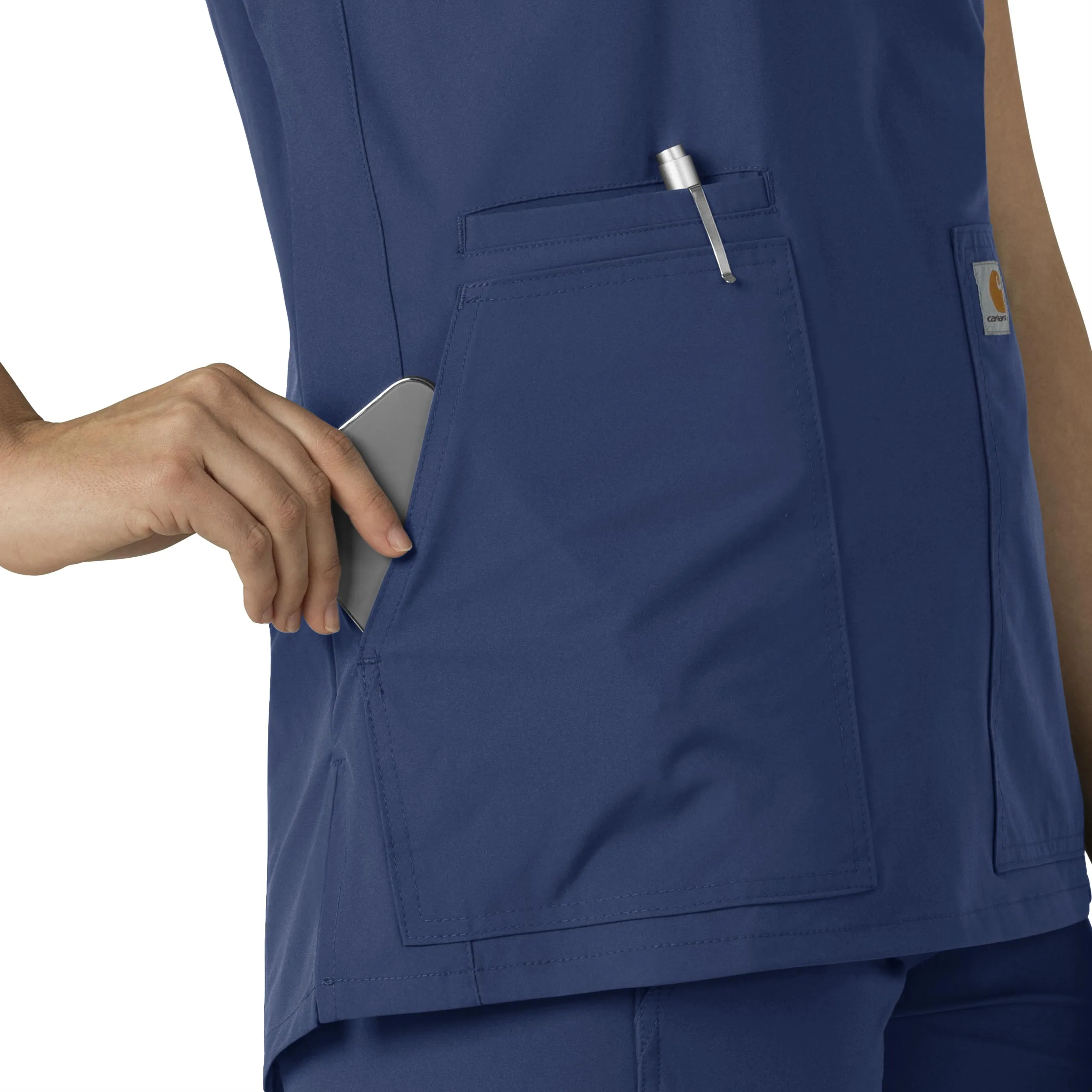 Force Essentials C12213 Notch Neck Tunic Scrub Top Navy