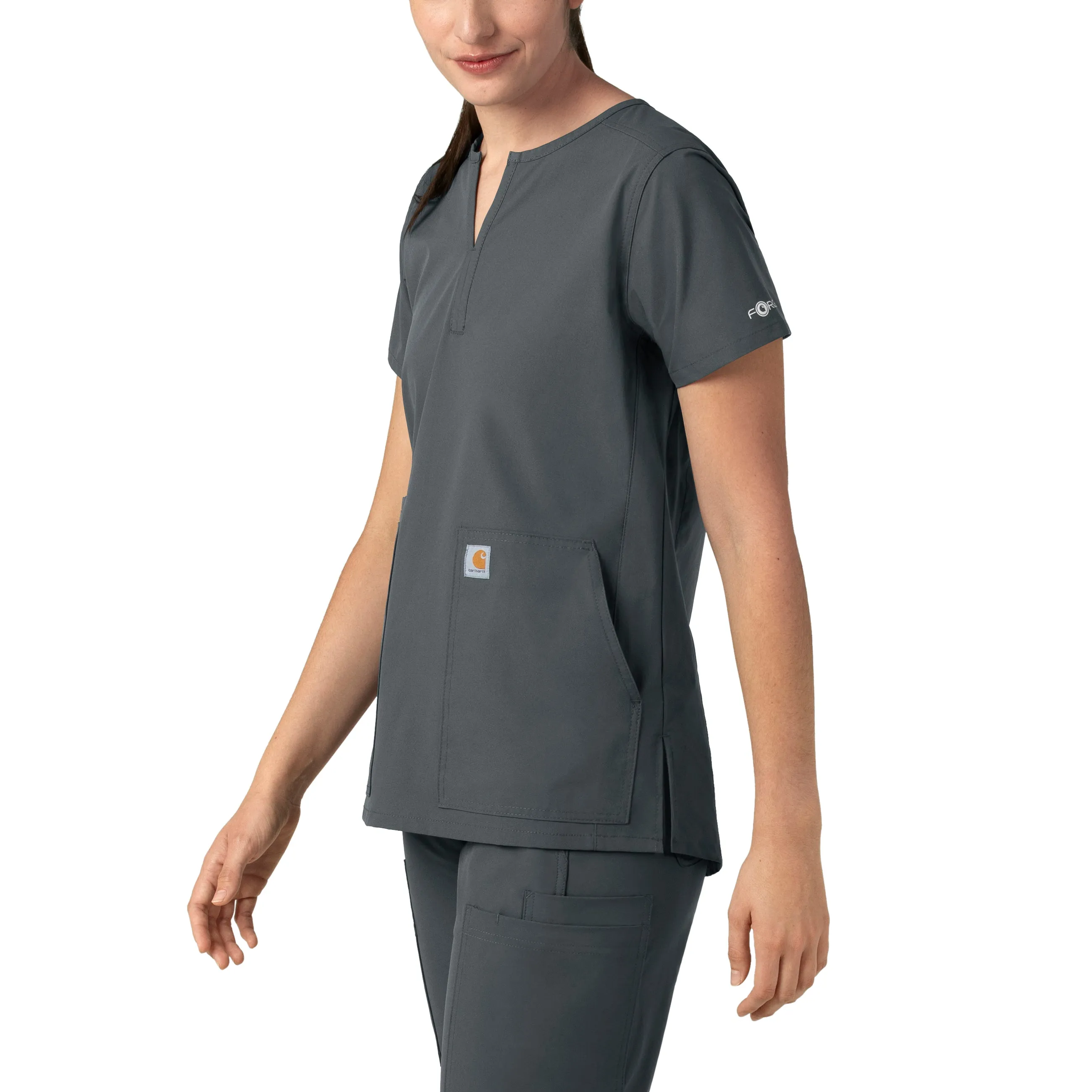 Force Essentials C12213 Notch Neck Tunic Scrub Top Pewter