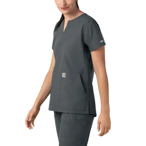 Force Essentials C12213 Notch Neck Tunic Scrub Top Pewter