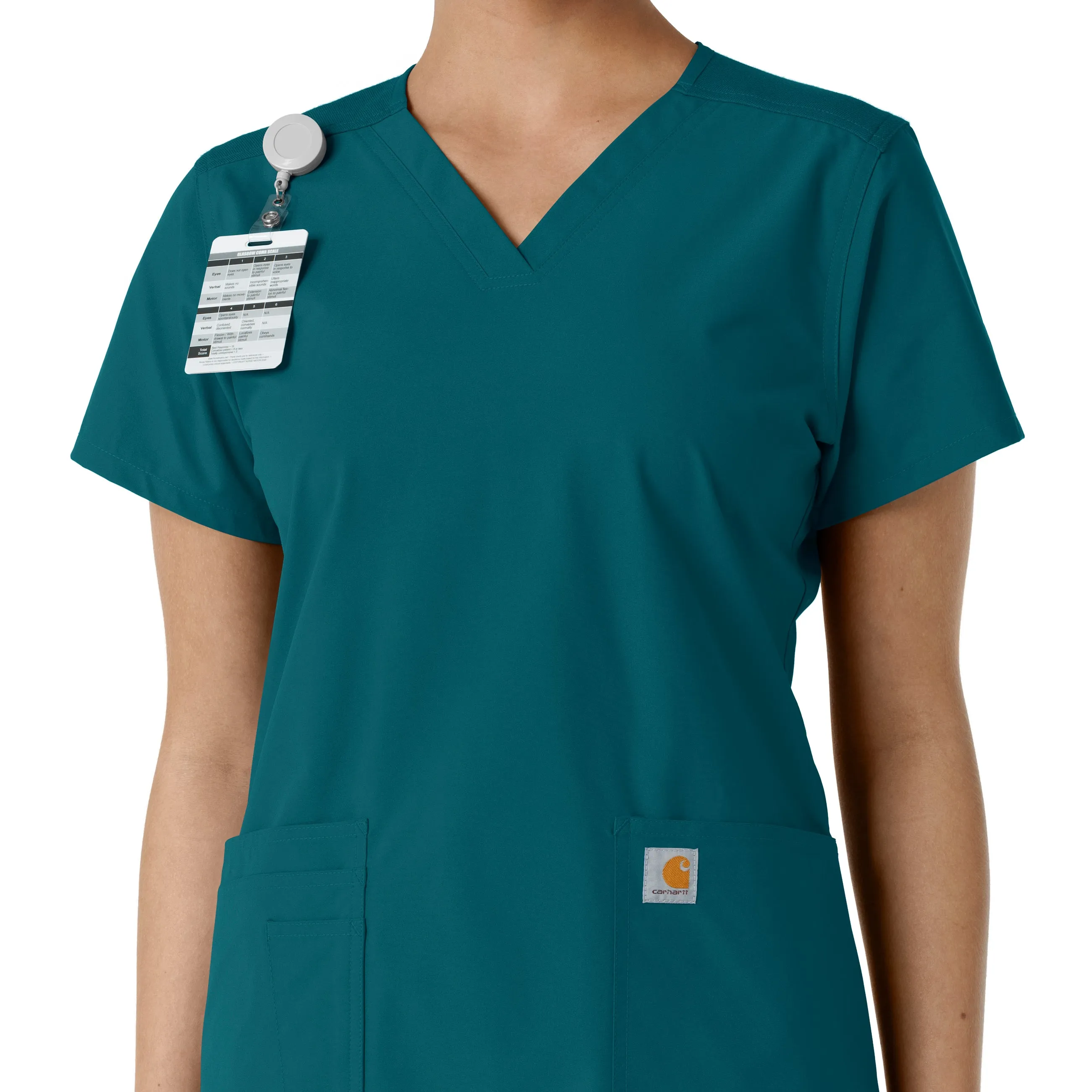 Force Essentials C12313 V-Neck Knit Panel Scrub Top Caribbean