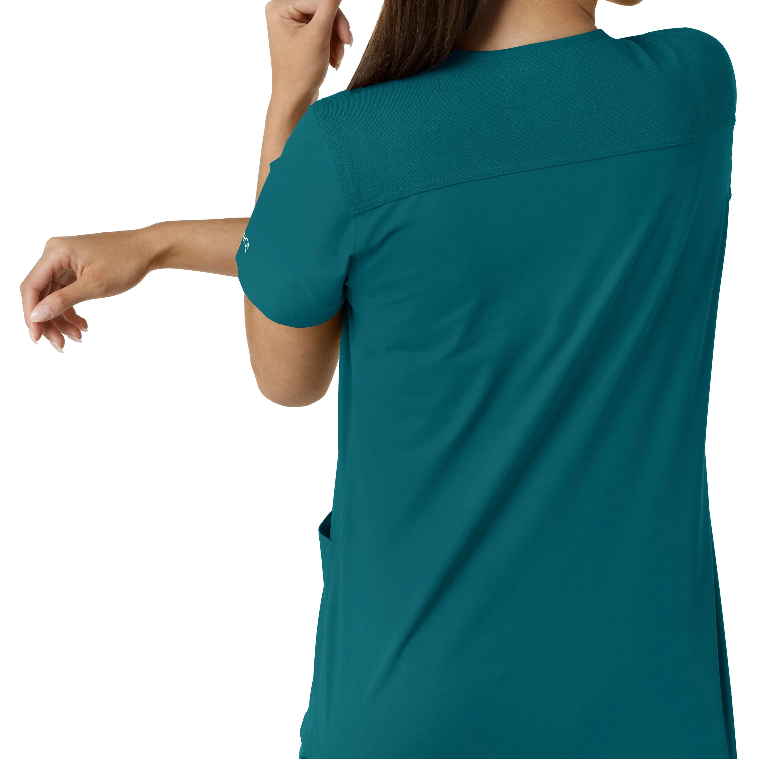 Force Essentials C12313 V-Neck Knit Panel Scrub Top Caribbean