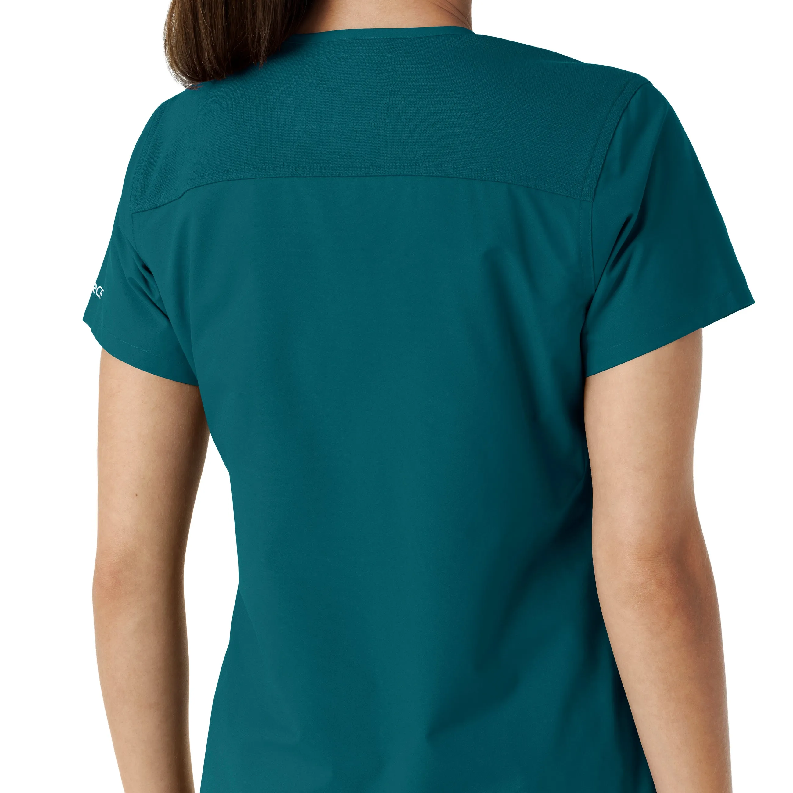 Force Essentials C12313 V-Neck Knit Panel Scrub Top Caribbean