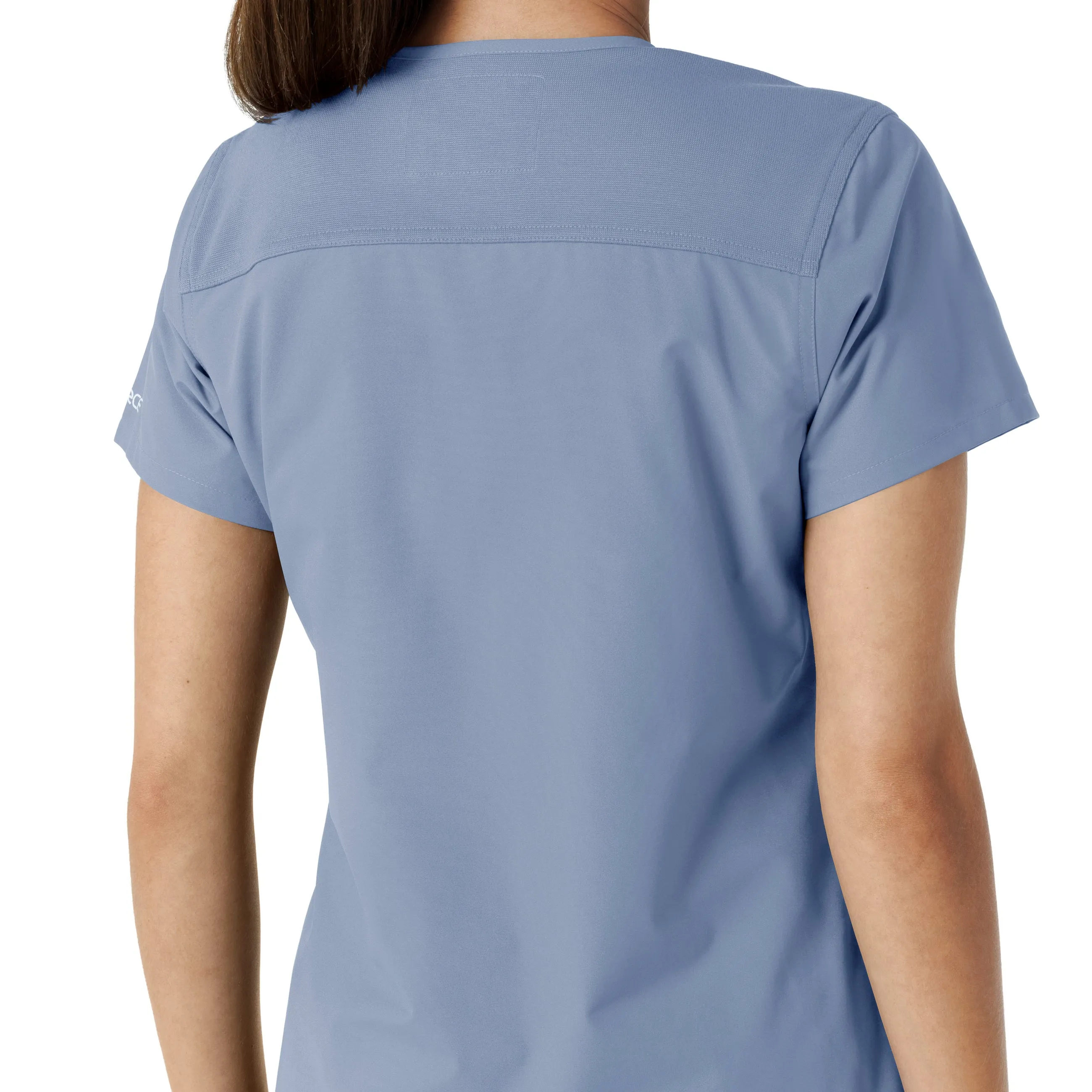 Force Essentials C12313 V-Neck Knit Panel Scrub Top Ceil Blue