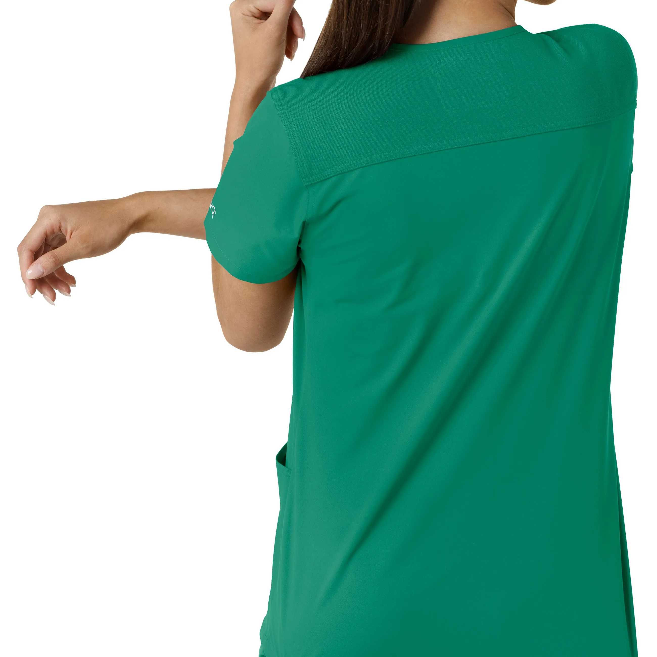 Force Essentials C12313 V-Neck Knit Panel Scrub Top Hunter