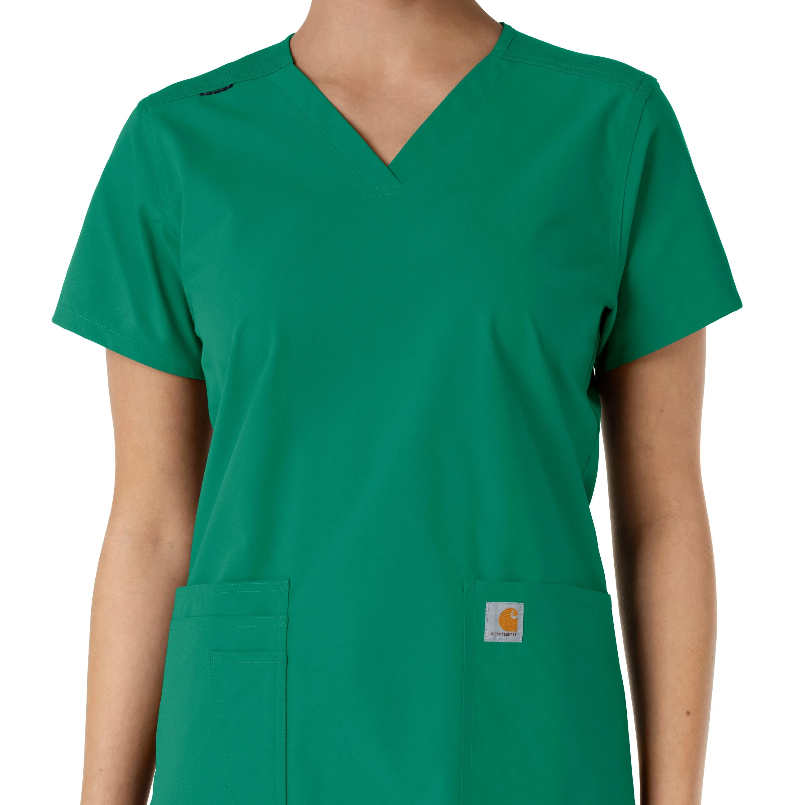 Force Essentials C12313 V-Neck Knit Panel Scrub Top Hunter
