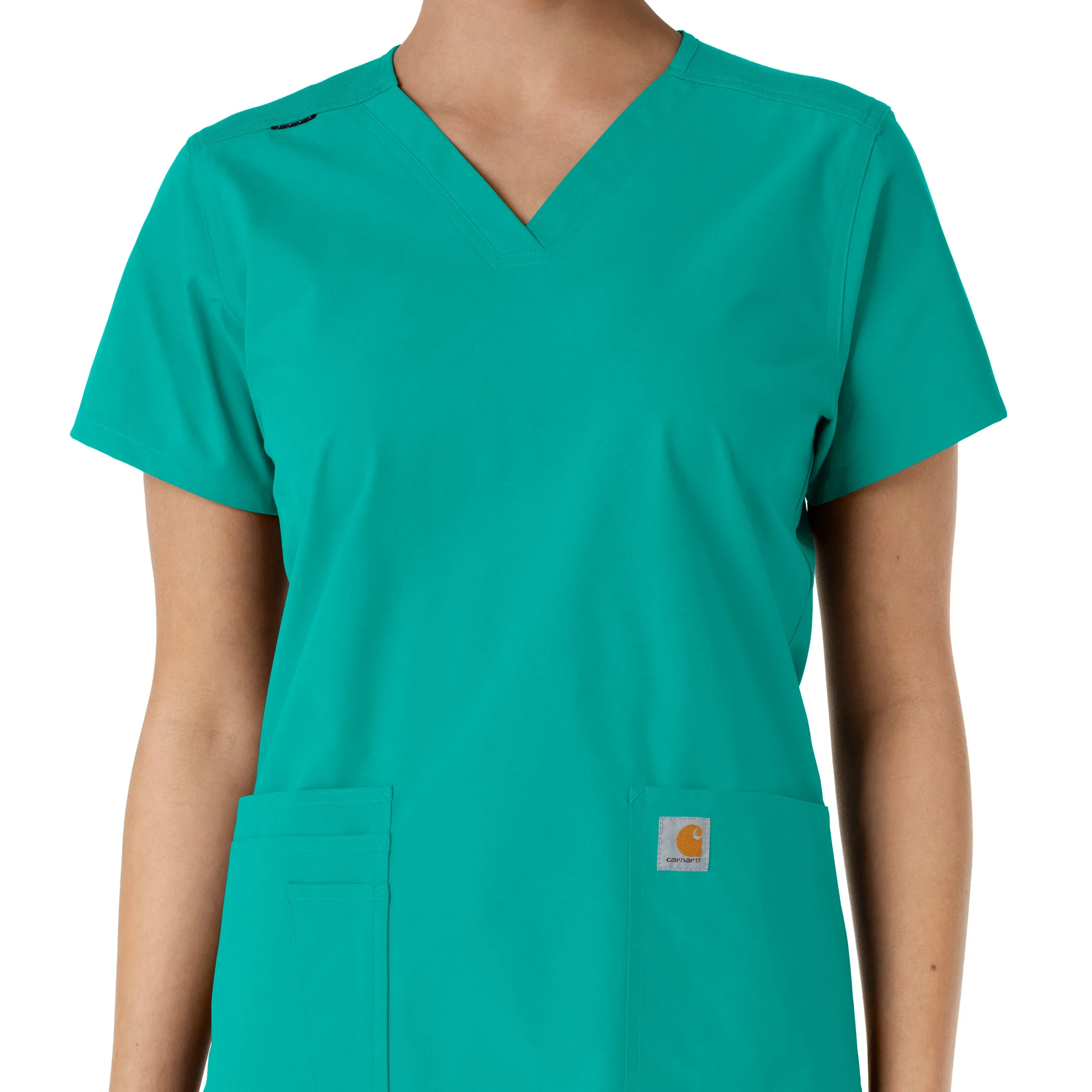 Force Essentials C12313 V-Neck Knit Panel Scrub Top Teal