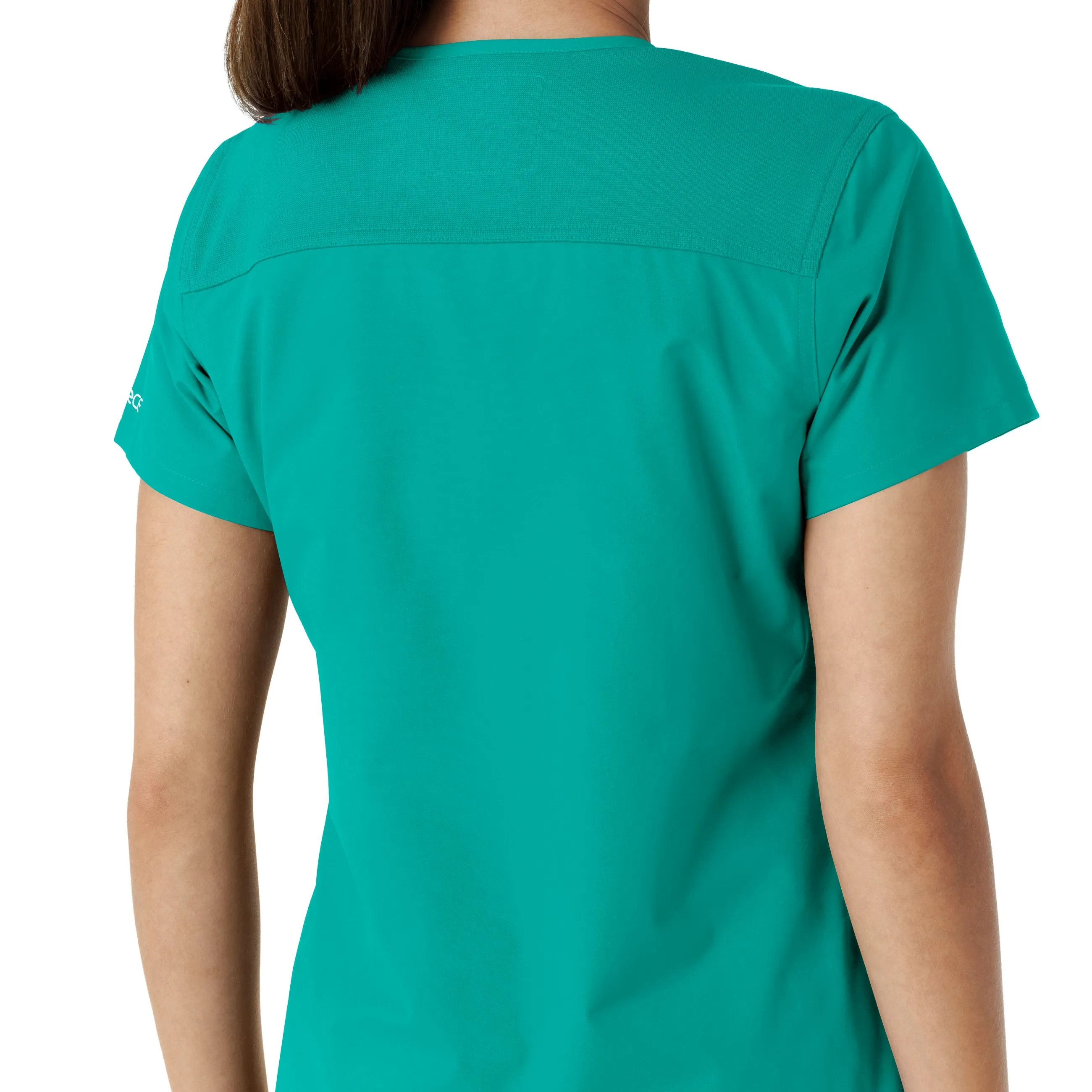 Force Essentials C12313 V-Neck Knit Panel Scrub Top Teal