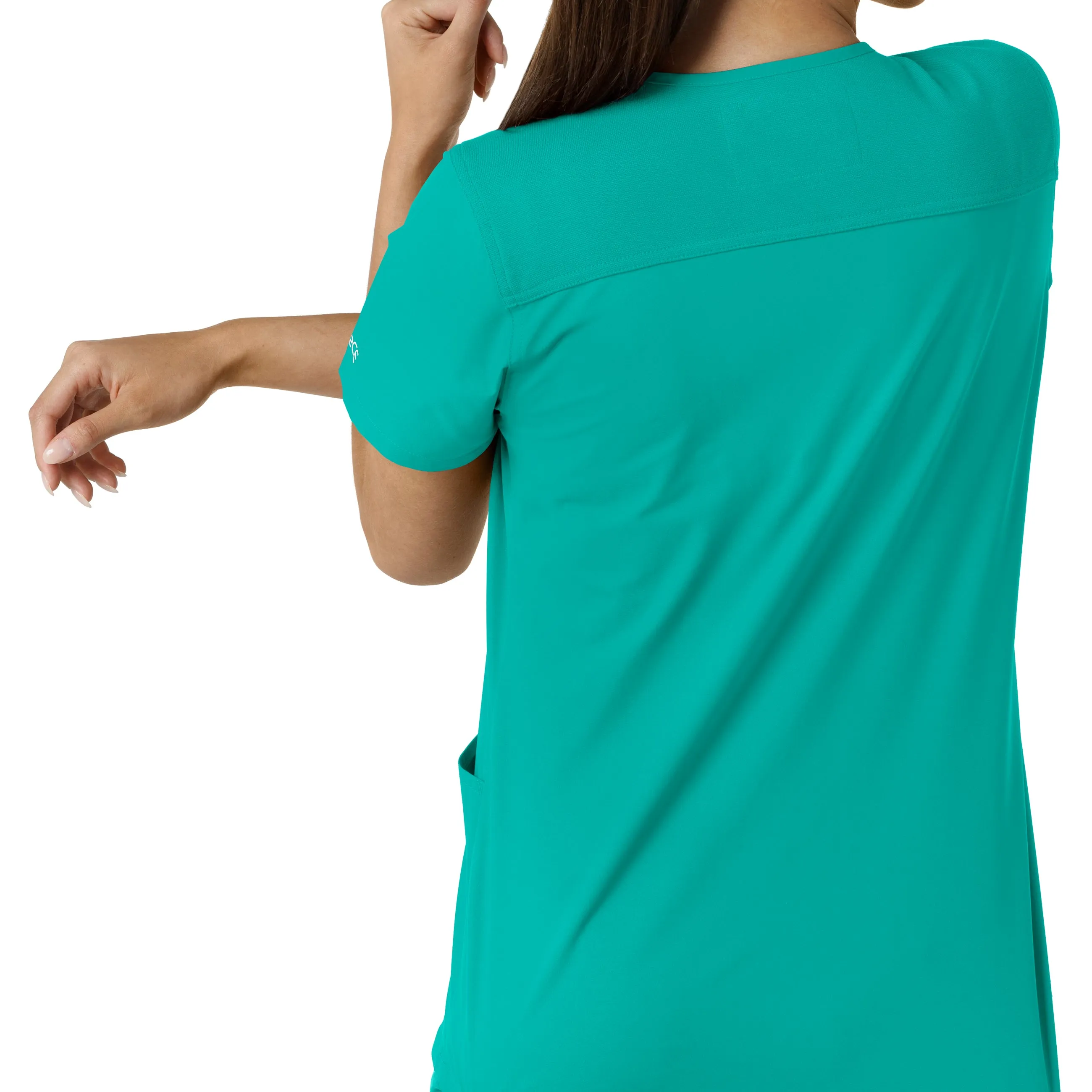 Force Essentials C12313 V-Neck Knit Panel Scrub Top Teal