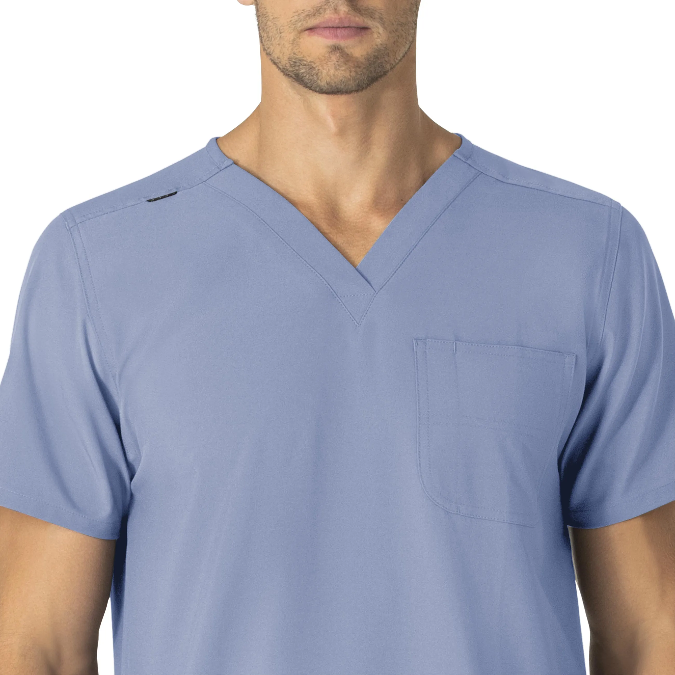 Force Essentials C15013 Unisex V-Neck 6-Pocket Scrub Top Ceil Blue