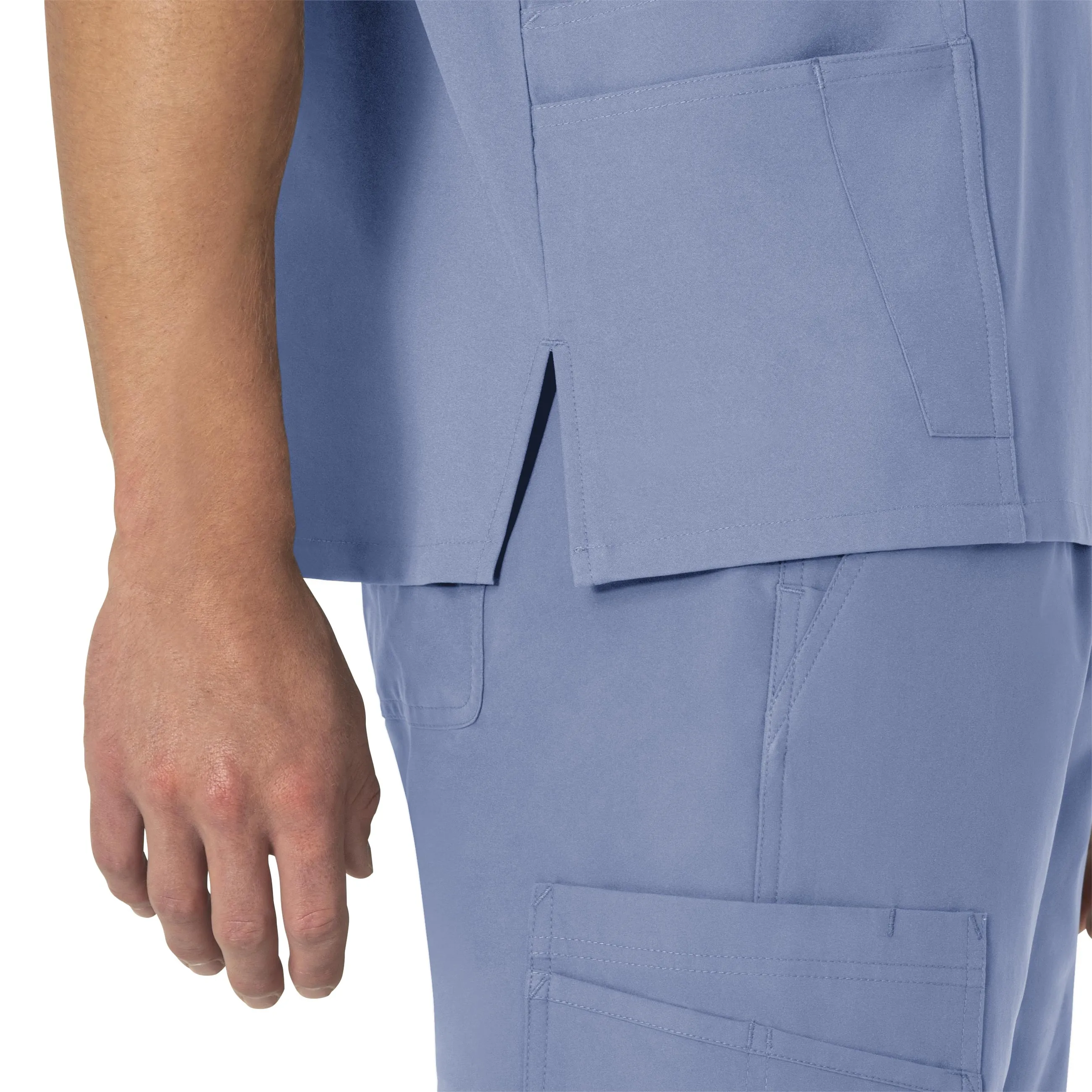 Force Essentials C15013 Unisex V-Neck 6-Pocket Scrub Top Ceil Blue