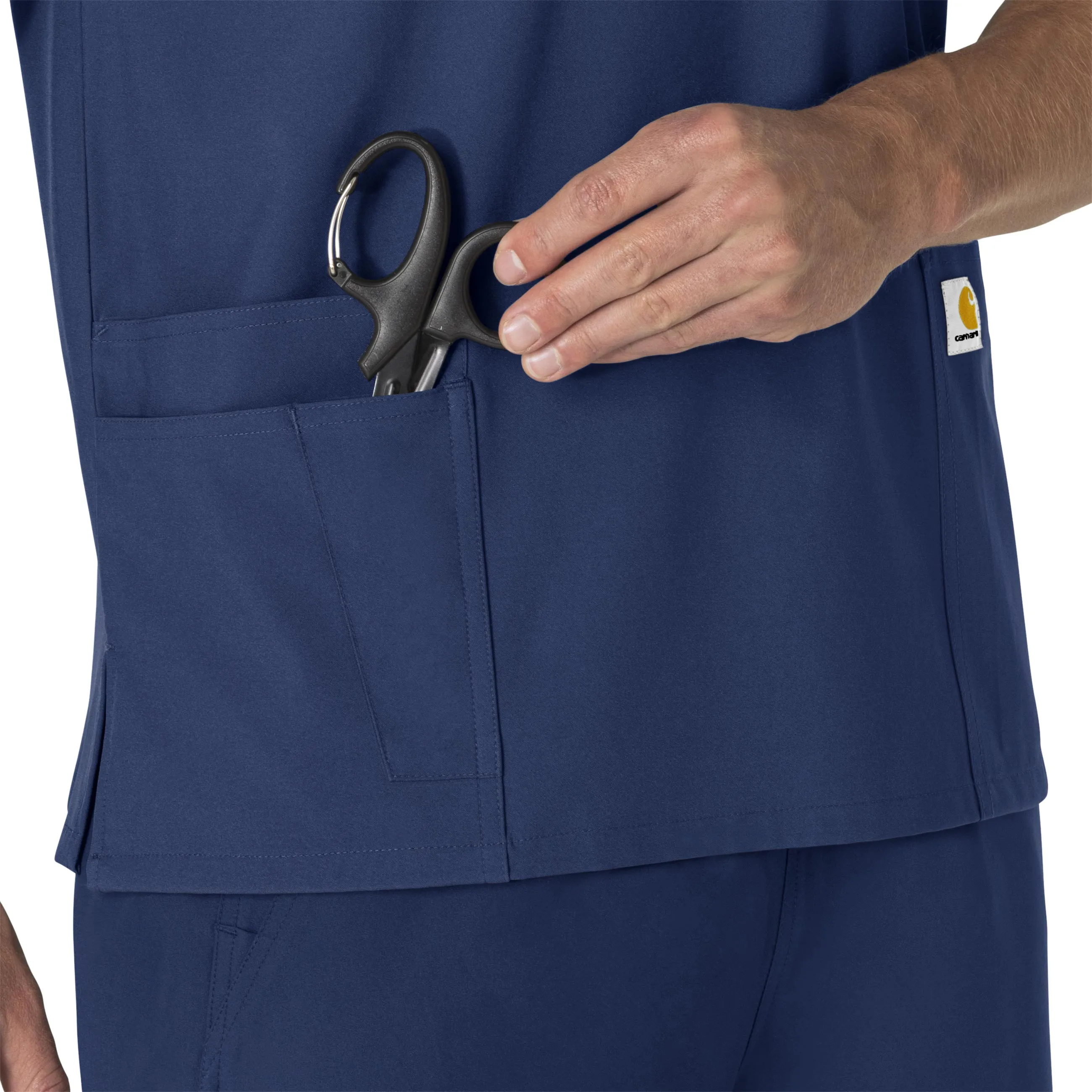 Force Essentials C15013 Unisex V-Neck 6-Pocket Scrub Top Navy