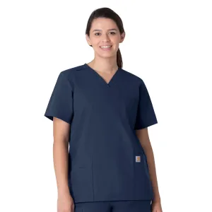 Force Essentials C15013 Unisex V-Neck 6-Pocket Scrub Top Navy