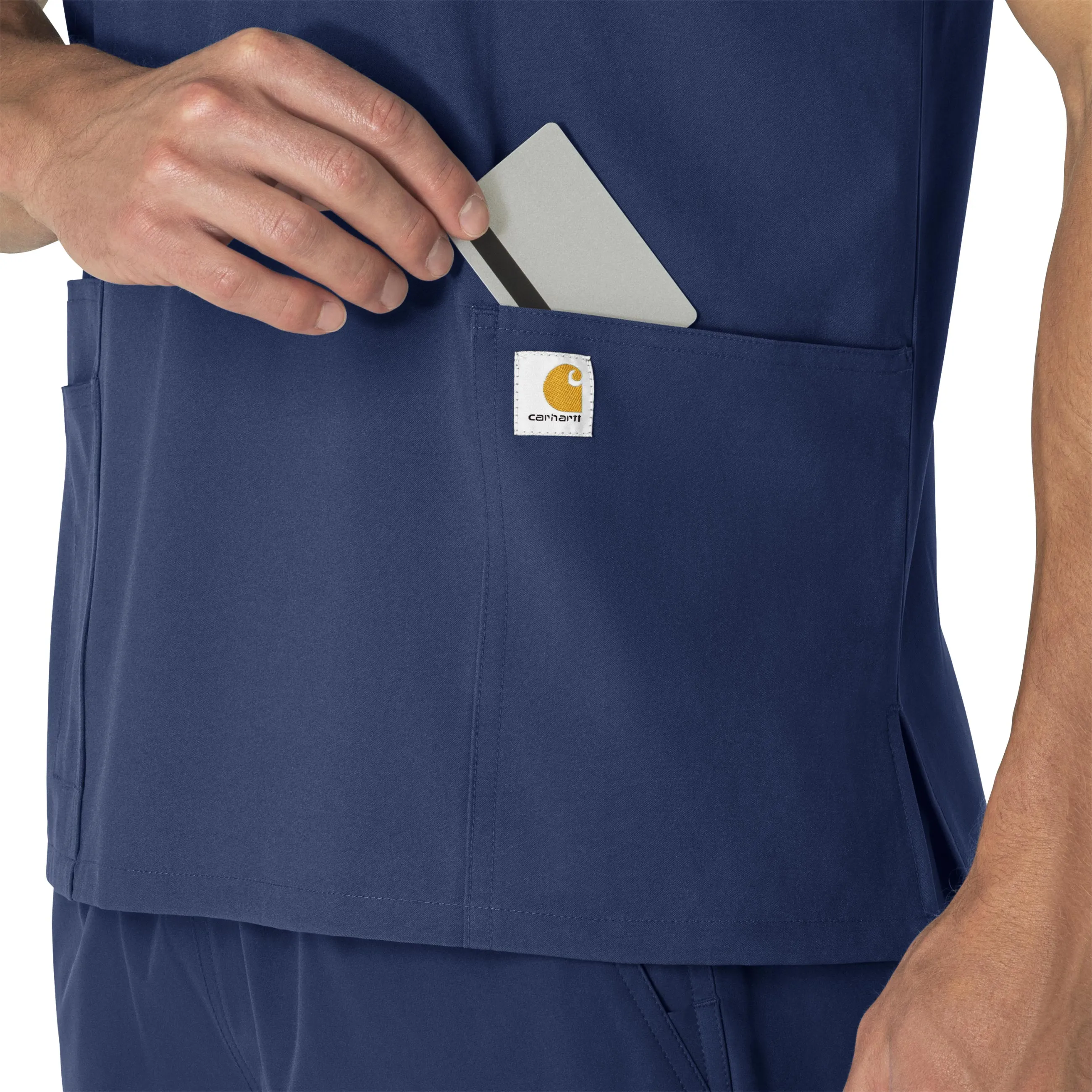 Force Essentials C15013 Unisex V-Neck 6-Pocket Scrub Top Navy