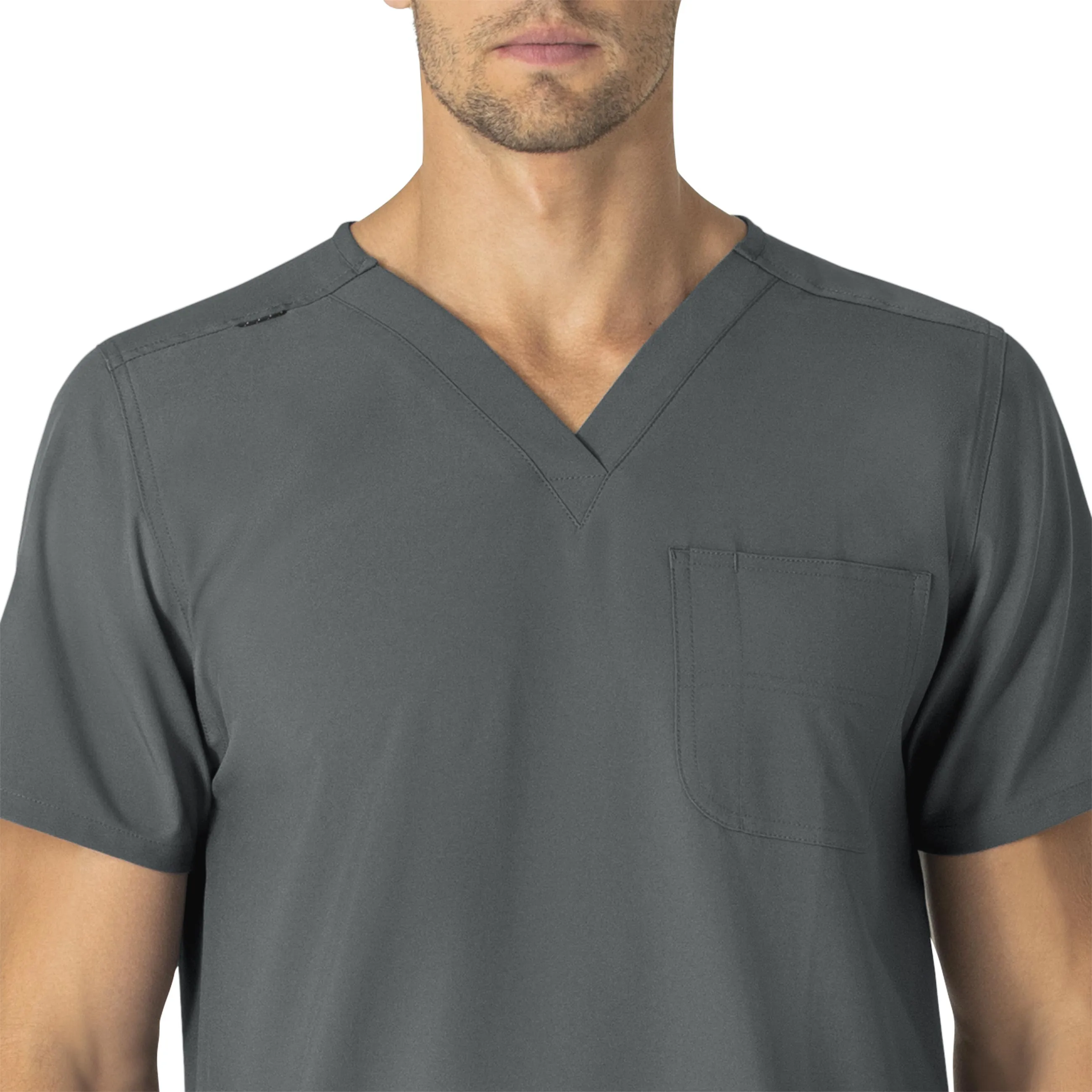 Force Essentials C15013 Unisex V-Neck 6-Pocket Scrub Top Pewter