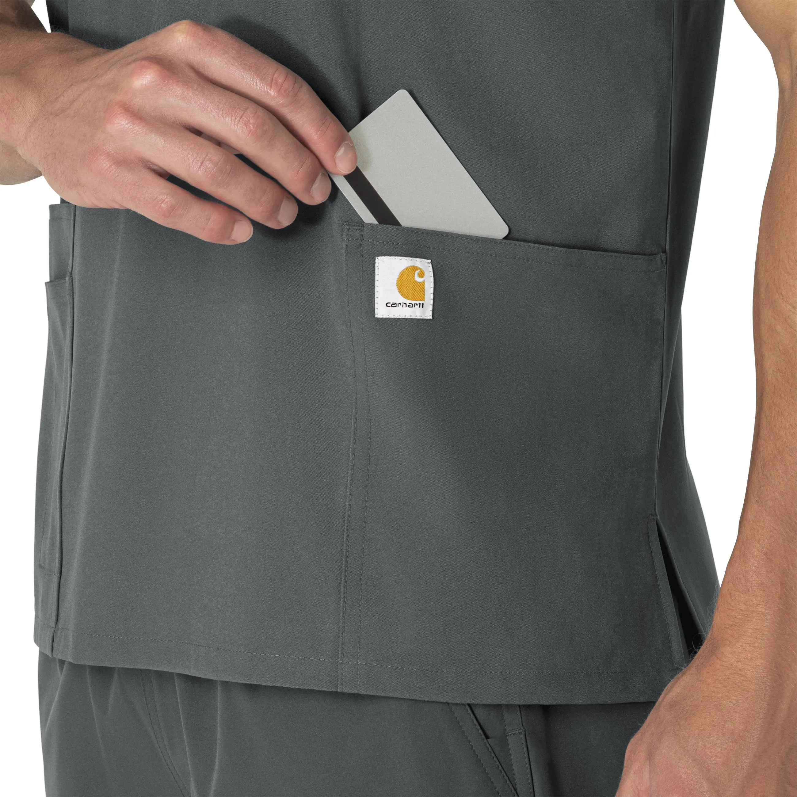 Force Essentials C15013 Unisex V-Neck 6-Pocket Scrub Top Pewter