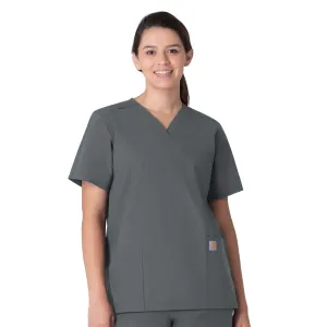 Force Essentials C15013 Unisex V-Neck 6-Pocket Scrub Top Pewter