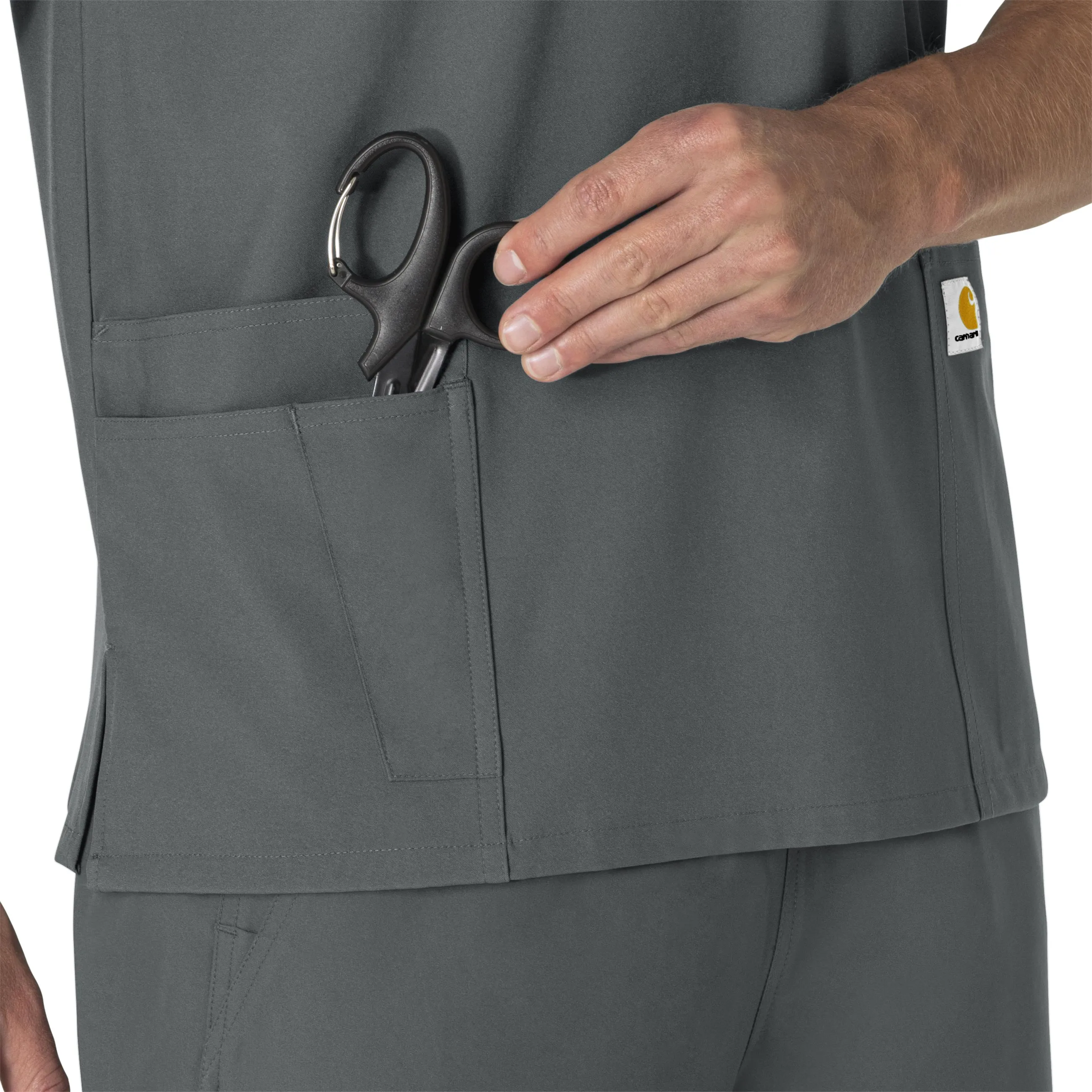 Force Essentials C15013 Unisex V-Neck 6-Pocket Scrub Top Pewter