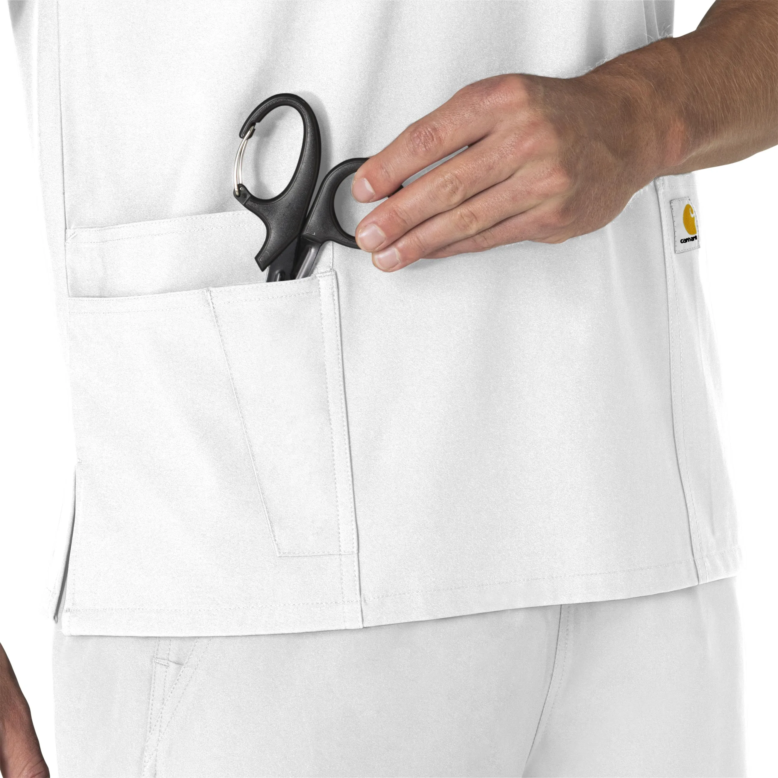 Force Essentials C15013 Unisex V-Neck 6-Pocket Scrub Top White
