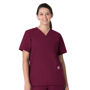 Force Essentials C15013 Unisex V-Neck 6-Pocket Scrub Top Wine