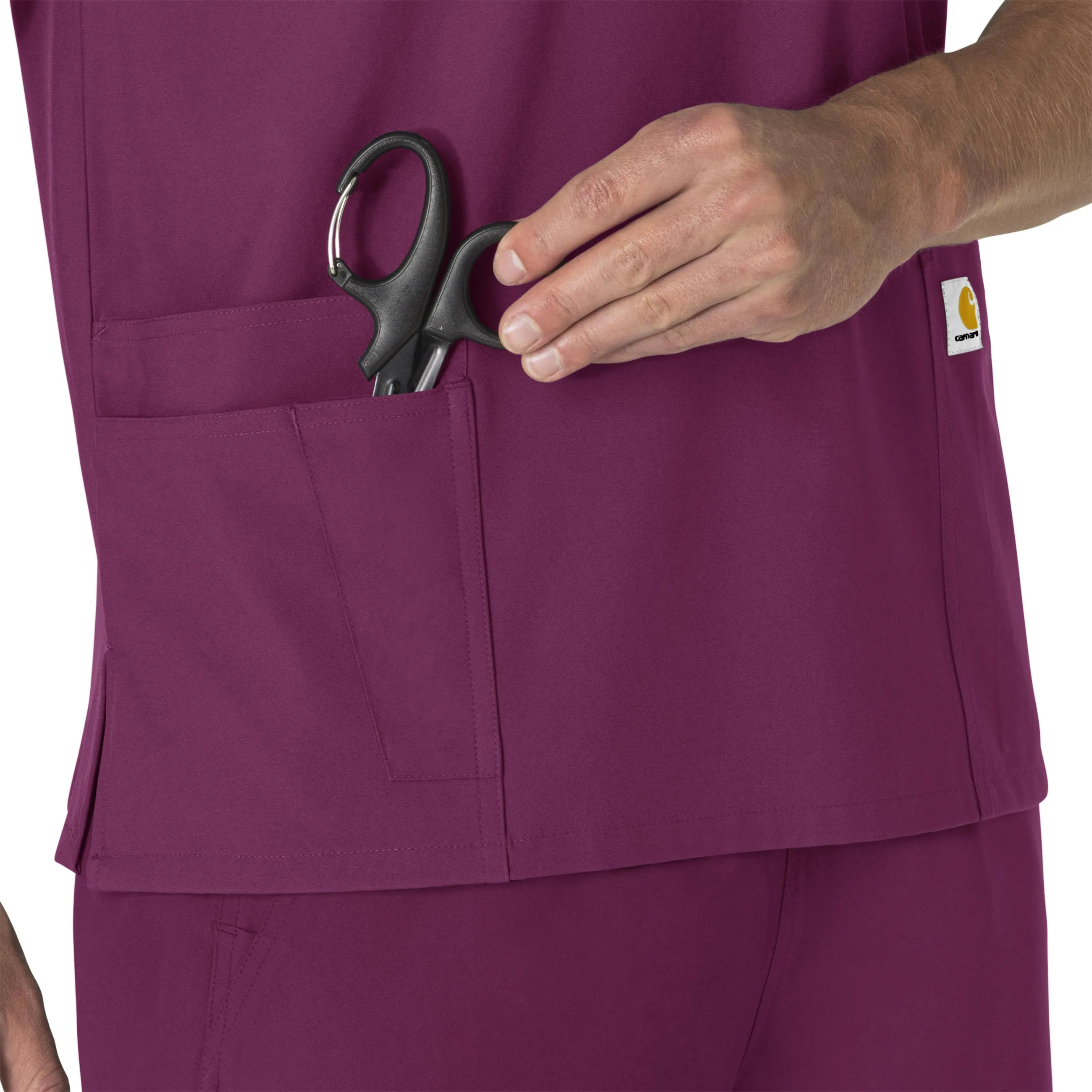 Force Essentials C15013 Unisex V-Neck 6-Pocket Scrub Top Wine