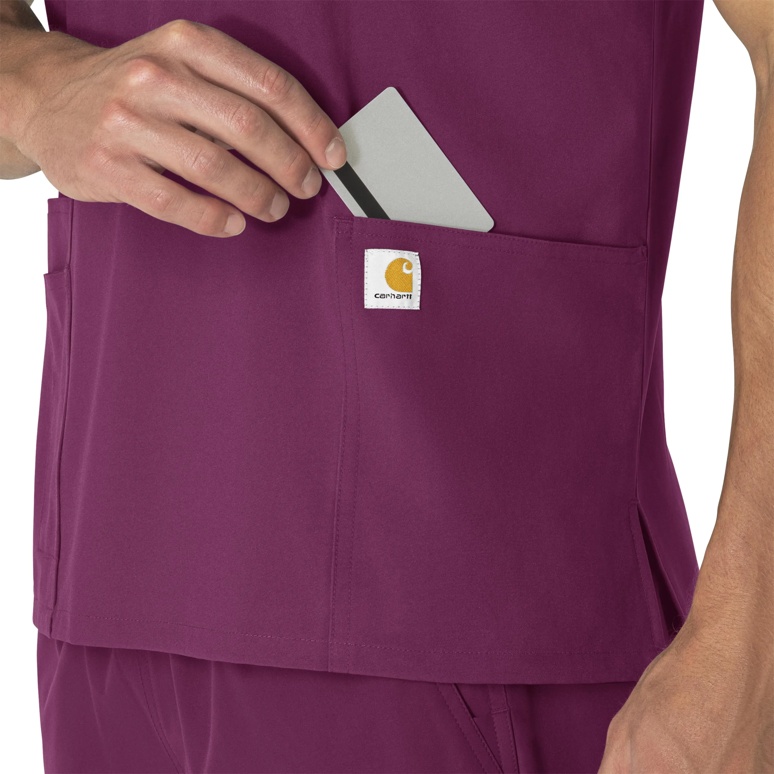 Force Essentials C15013 Unisex V-Neck 6-Pocket Scrub Top Wine