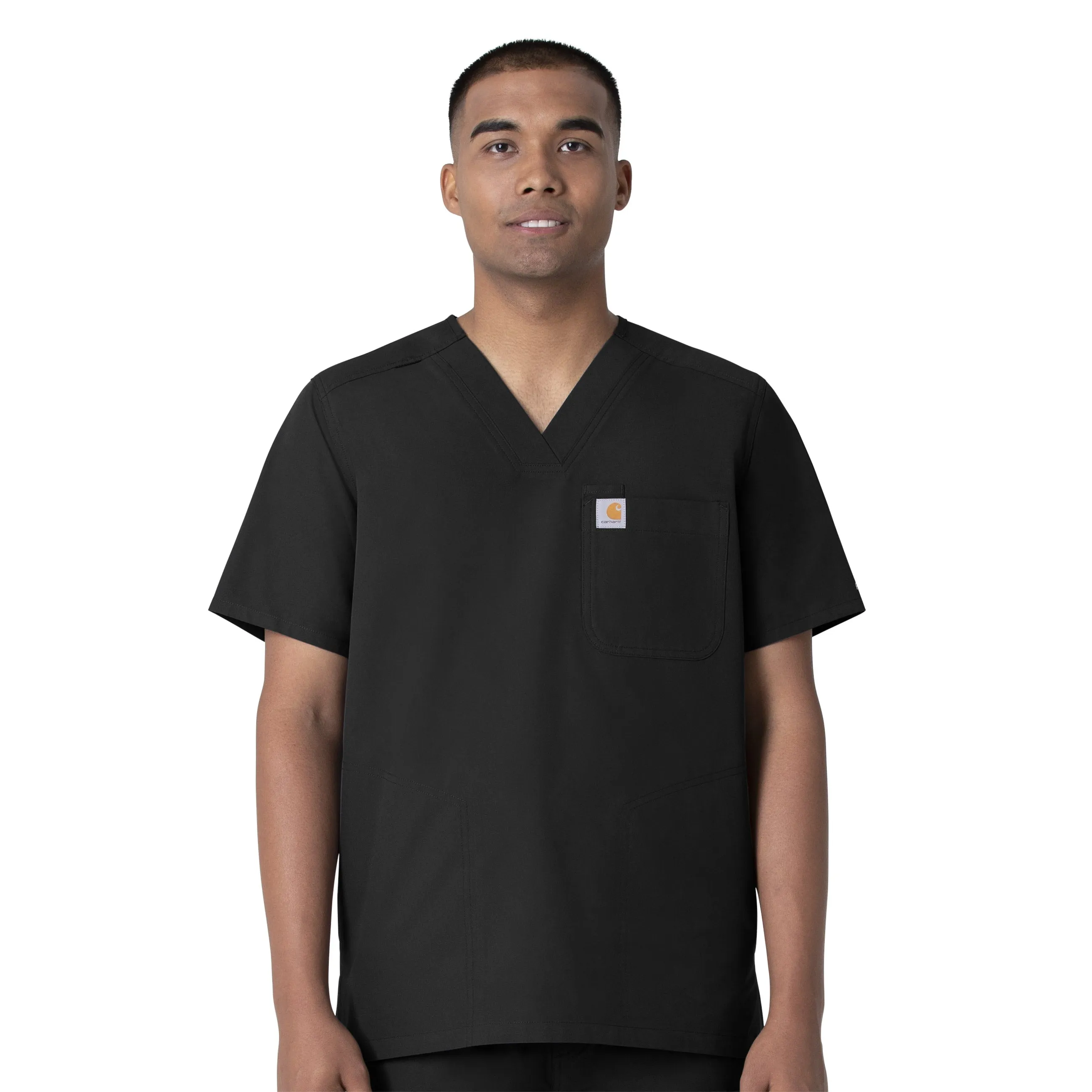 Force Essentials C16113 Men's V-Neck Shirttail Scrub Top Black